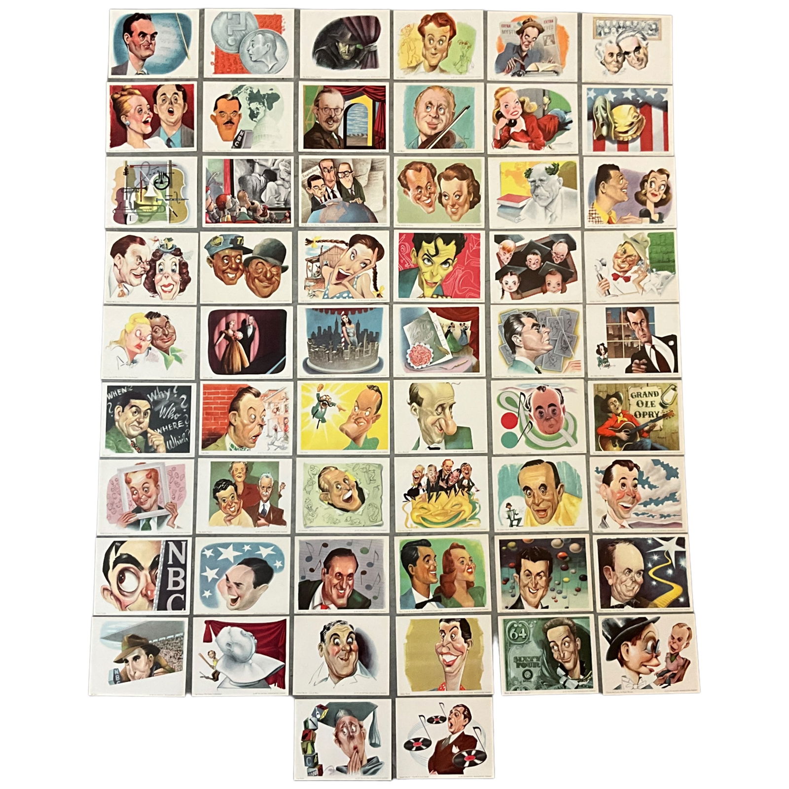 Vintage NBC Parade of Stars, Complete set of 56 Caricatures, 1947 (1 of 1)