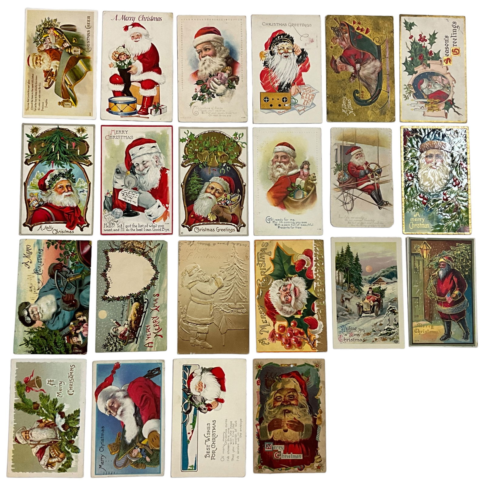 Holiday Postcards, Christmas Santas, lot of 21 (1 of 2)