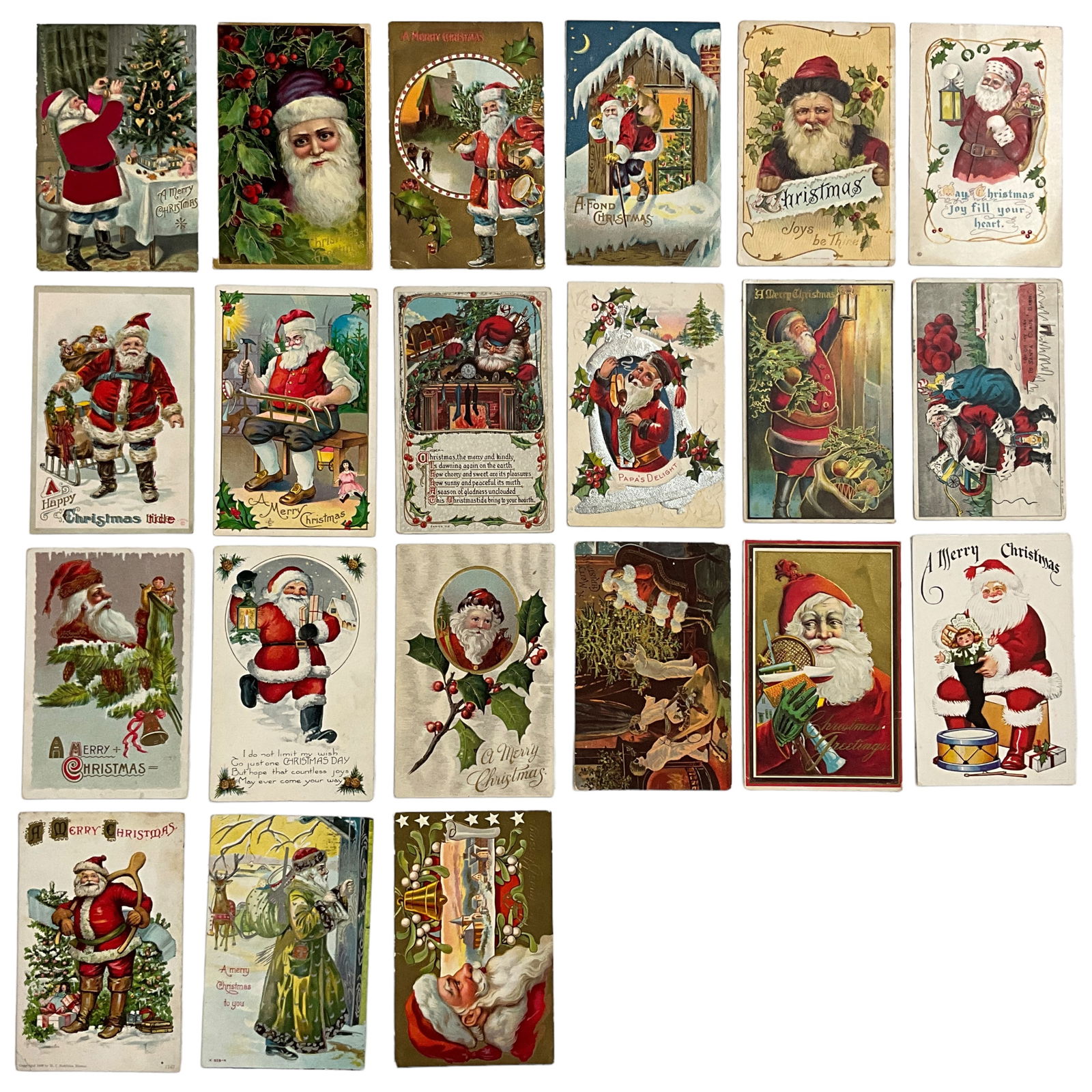 Holiday Postcards, Christmas Santas, Lot of 21 (1 of 2)