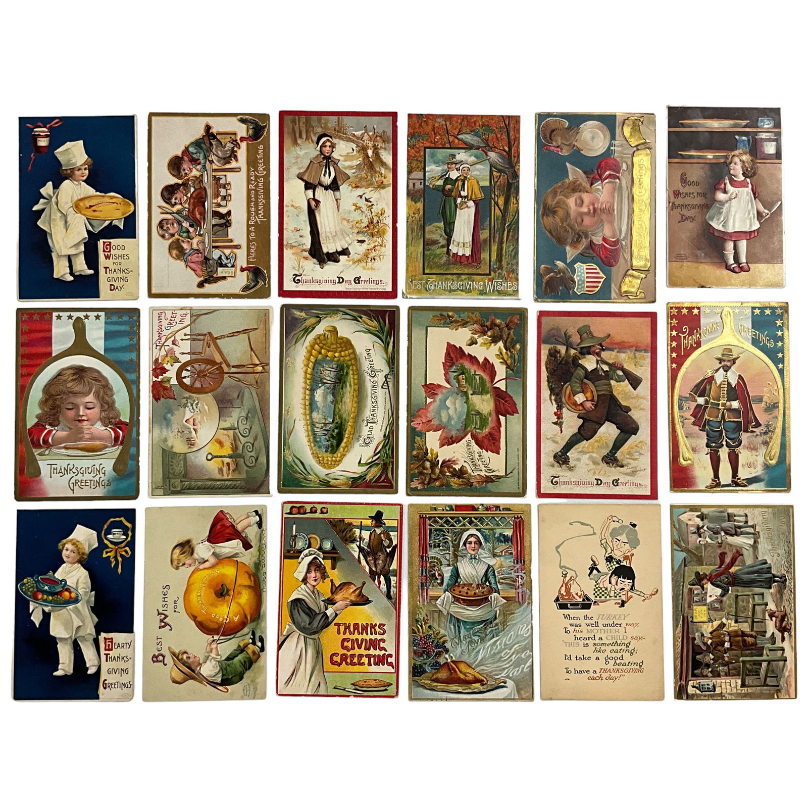 Holiday Postcards, Thanksgiving Greetings, lot of 18 (1 of 3)
