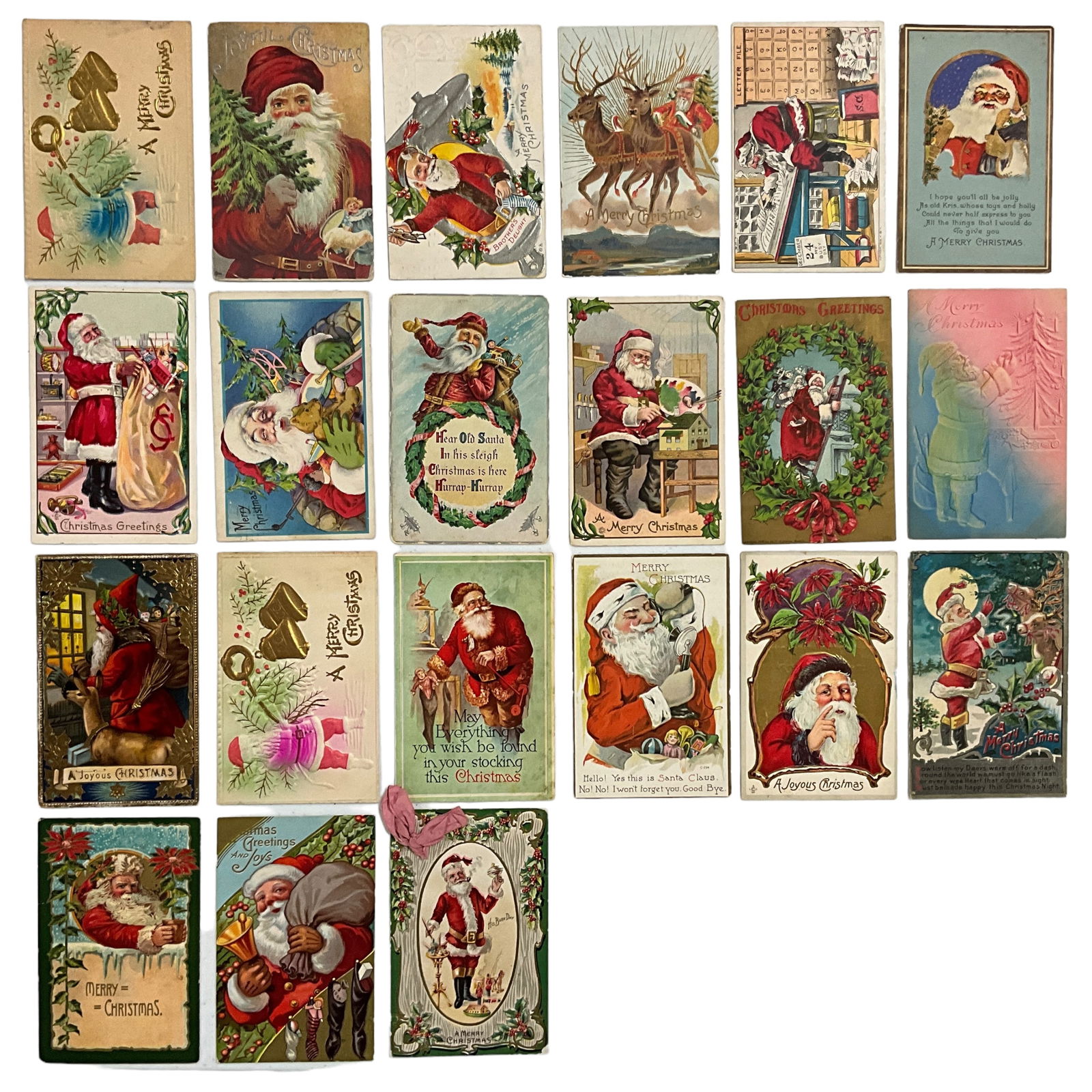 Holiday Postcards, Christmas Santas, Lot of 21 (1 of 3)