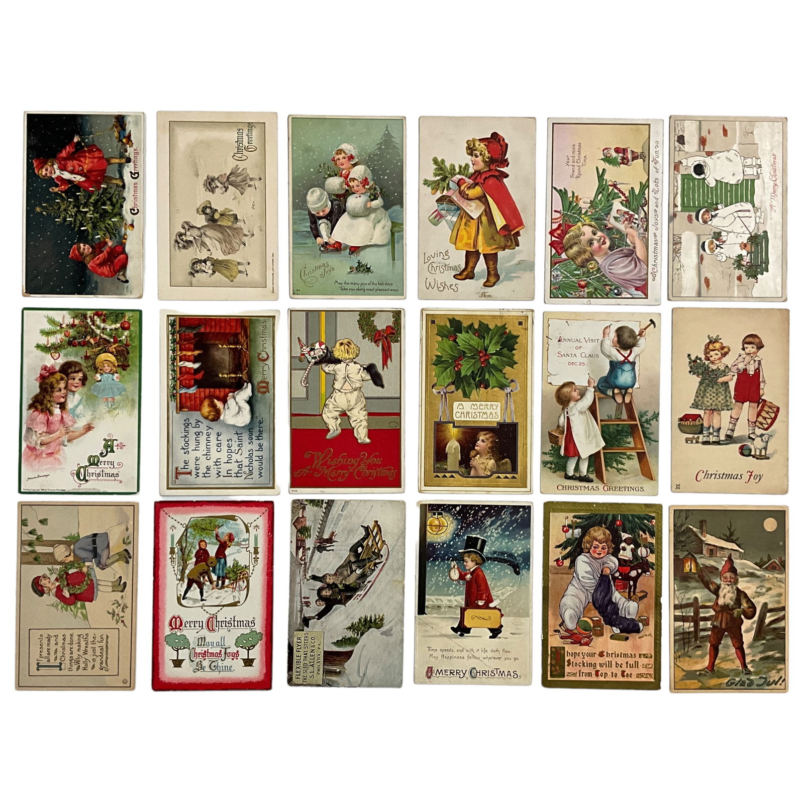 Holiday Postcards, Christmas Greetings, Lot of 18 (1 of 3)
