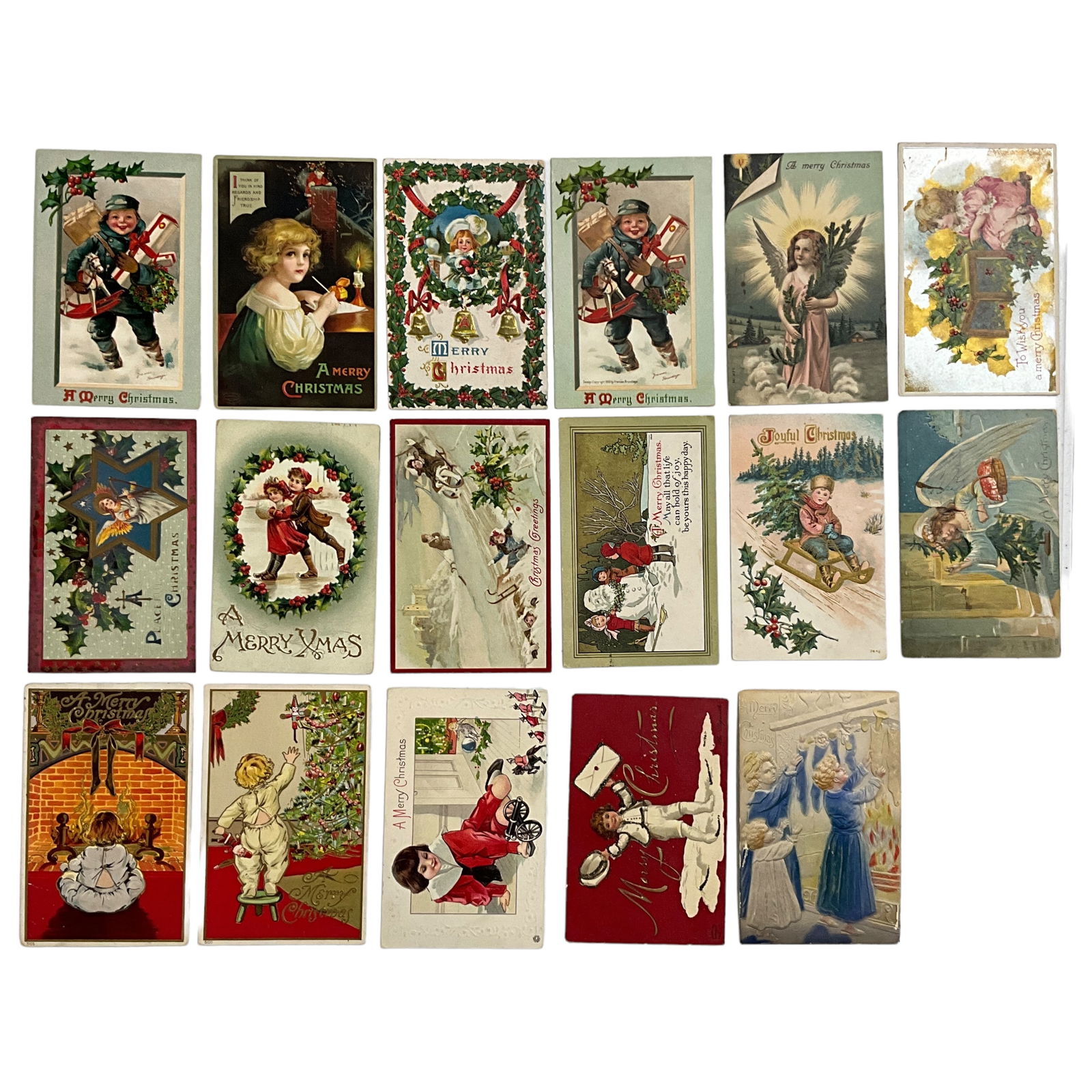Holiday Postcards, Christmas Greetings, Lot of 16 (1 of 3)
