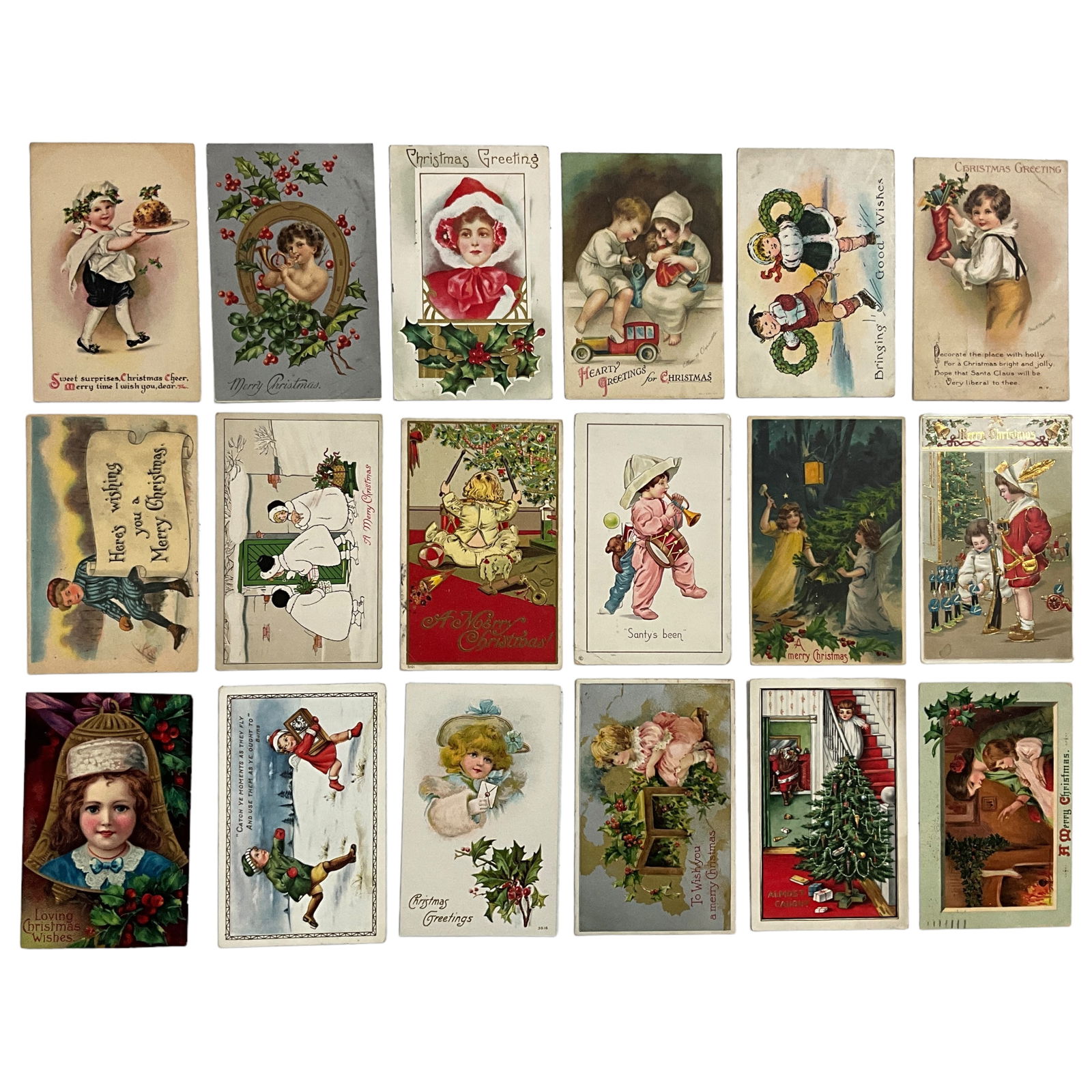 Holiday Postcards, Christmas Greetings, Lot of 18 (1 of 3)