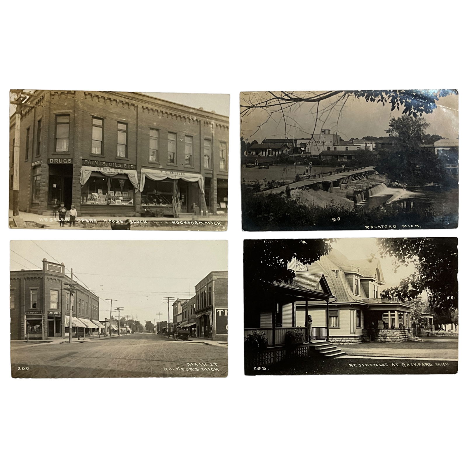 Real Photo Postcards, Rockford, Michigan, Street Scenes, Lot of 4 (1 of 4)