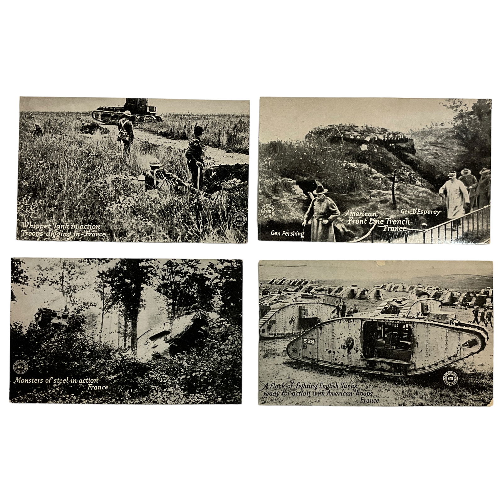 Postcards, Chicago Daily News, World War 1, Lot of 4 (1 of 2)