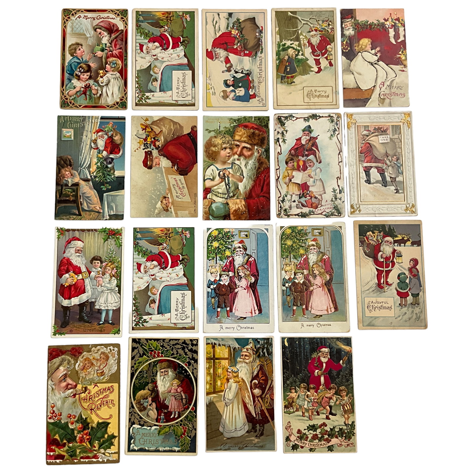 Holiday Postcards, Christmas Santas, Lot of 19 (1 of 2)