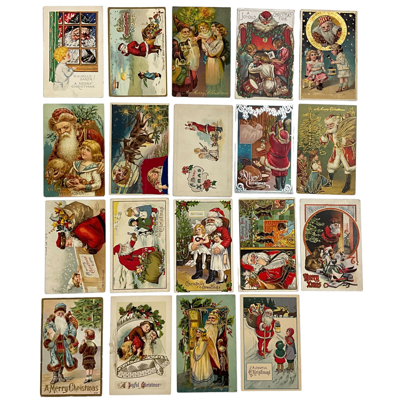 Holiday Postcards, Christmas Santas, Lot of 19 (1 of 3)