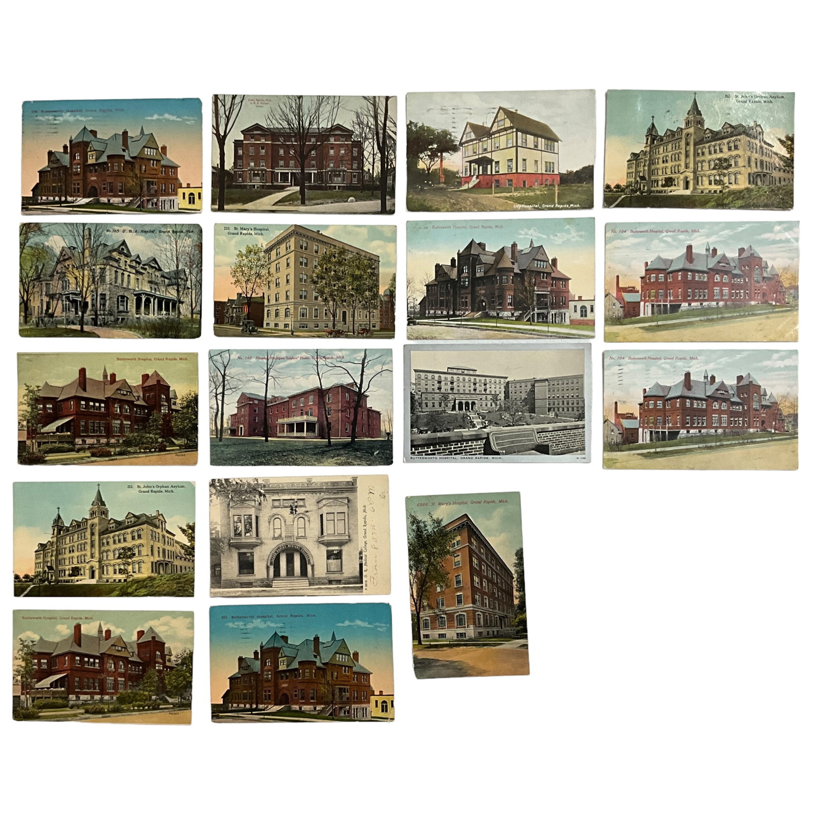 Postcards, Medical Institutions and Hospitals, Grand Rapids, Michigan, Lot of 17 (1 of 2)