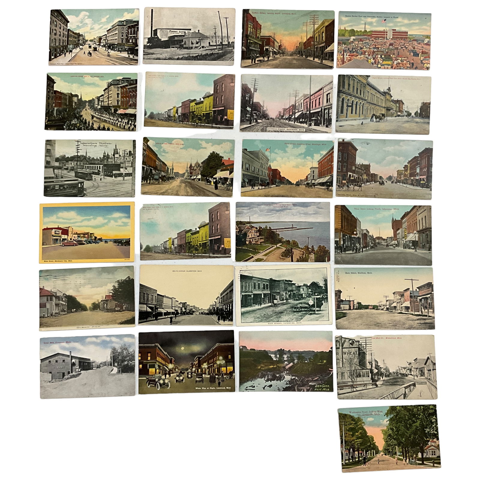 Antique Postcards, Michigan Cities and Towns, Lot of 25 (1 of 2)