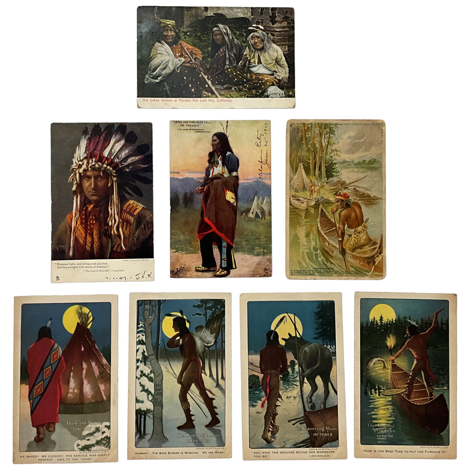 Antique Postcards, Native Americans, Lot of 8 (1 of 2)