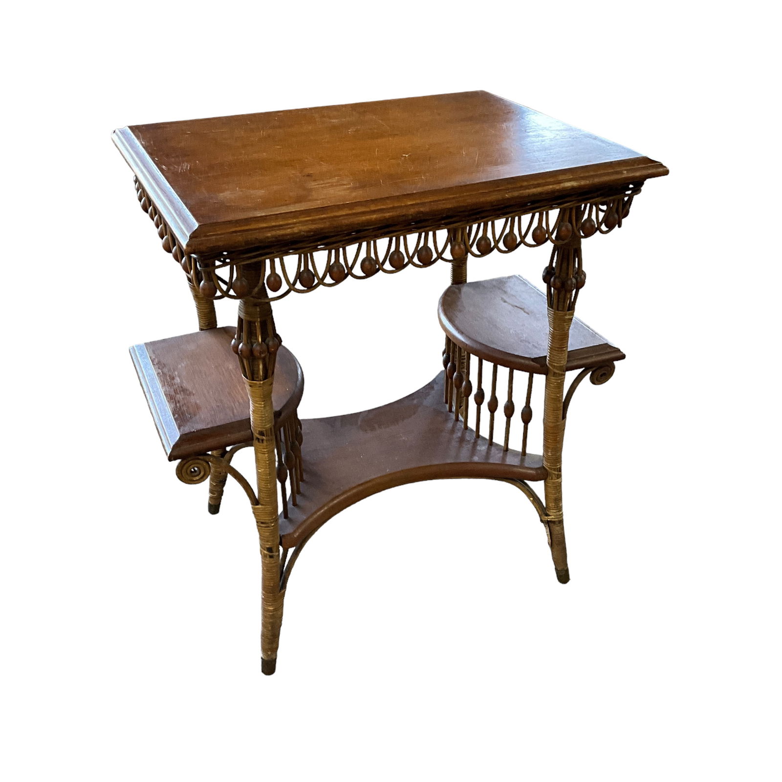 Heywood Wakefield Wicker/Oak Parlor Table (1 of 3)