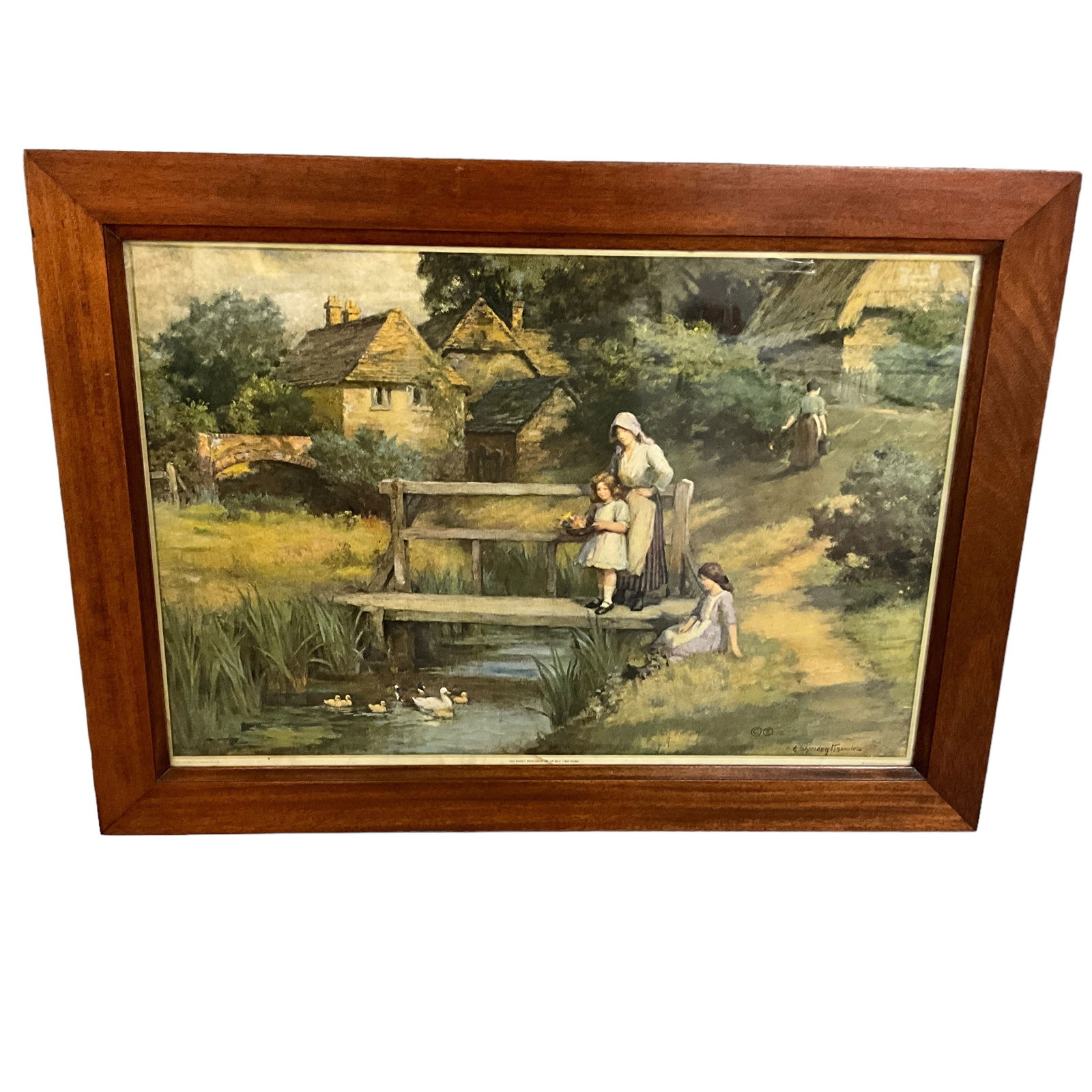 Victorian Print in Walnut Frame. (1 of 4)