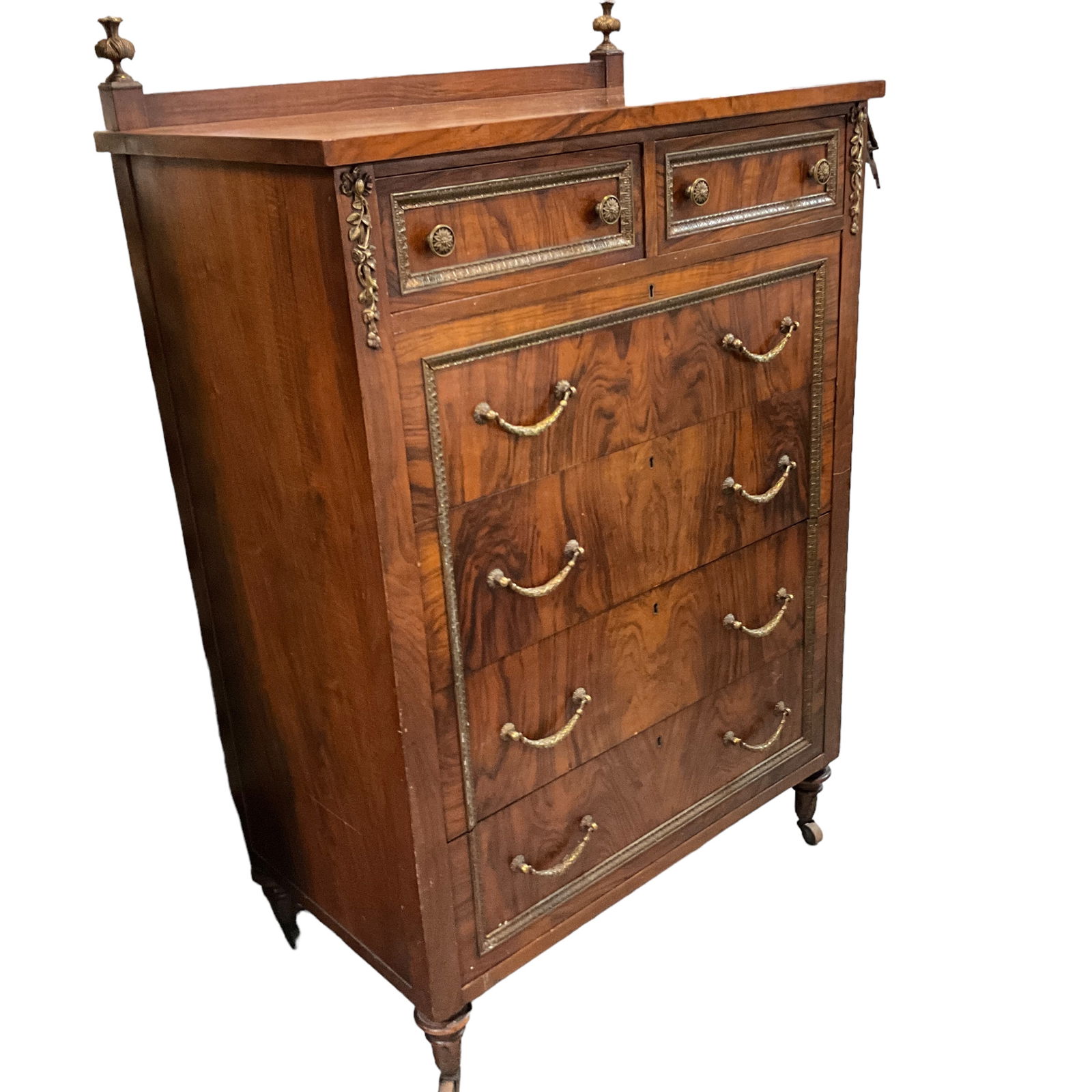 French Style Empire Revival Rosewood Chest of Drawers (1 of 3)