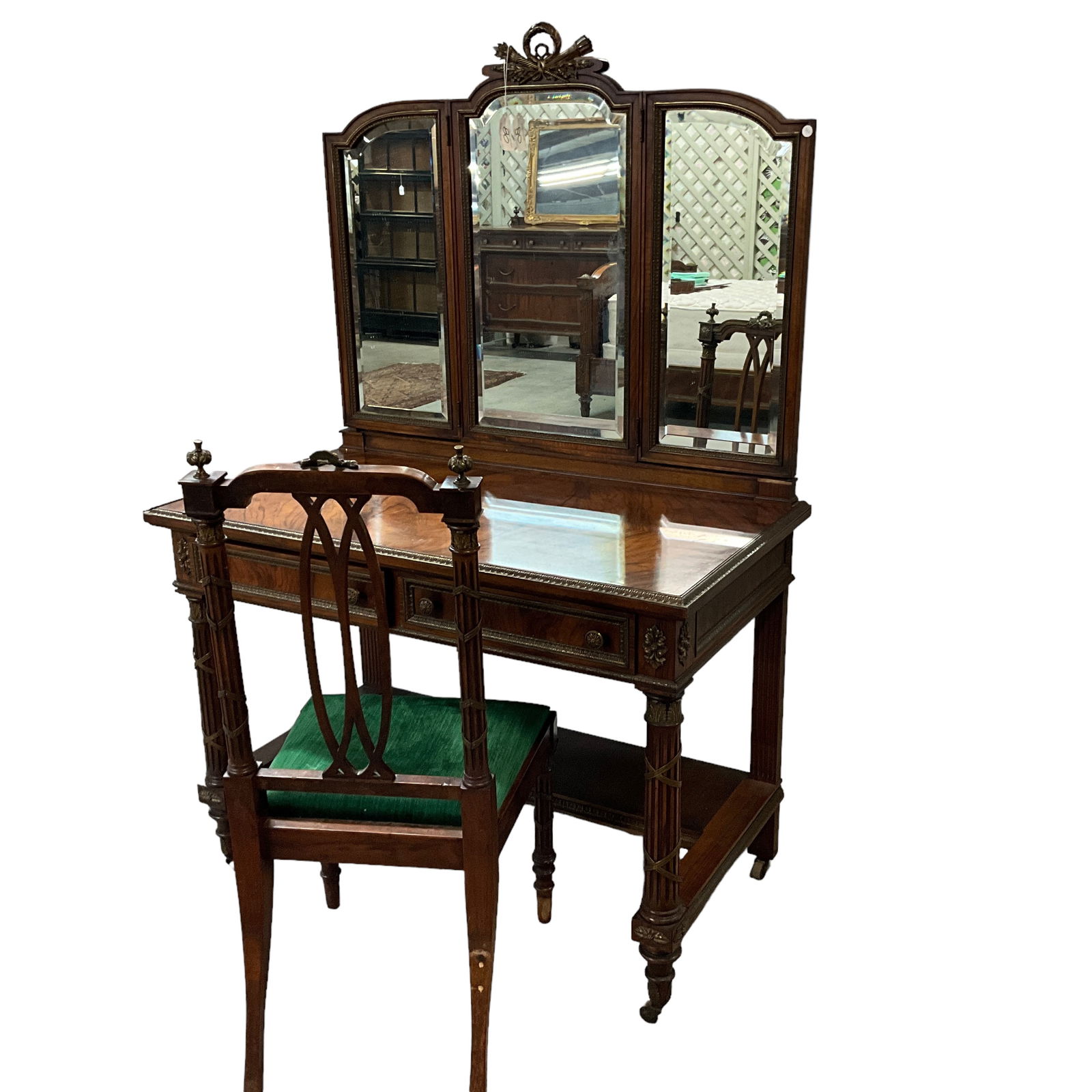 French Style Empire Revival Rosewood Dressing Table and Chair (1 of 8)