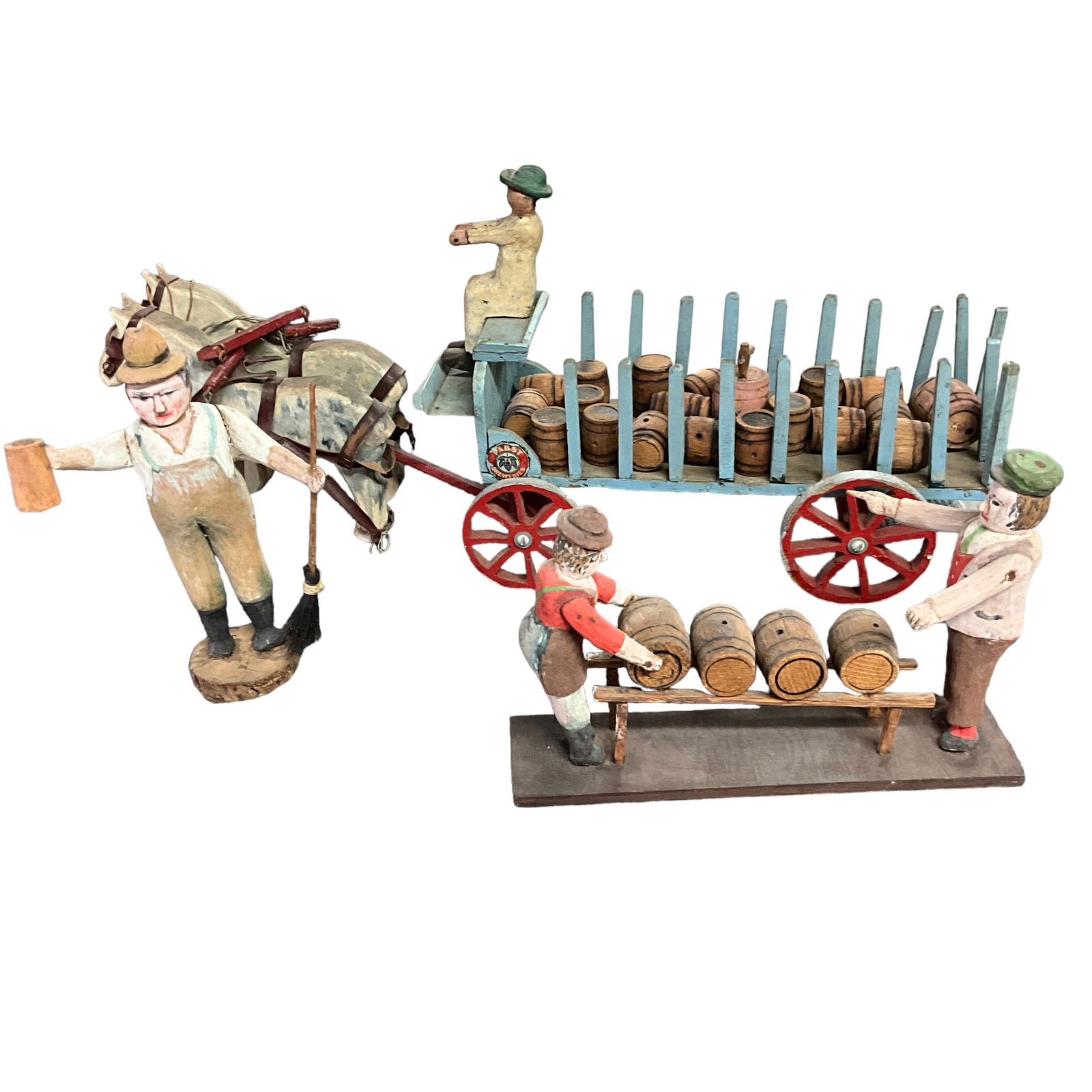 Hand Carved German Folk Art Beer Wagon Figures (1 of 5)