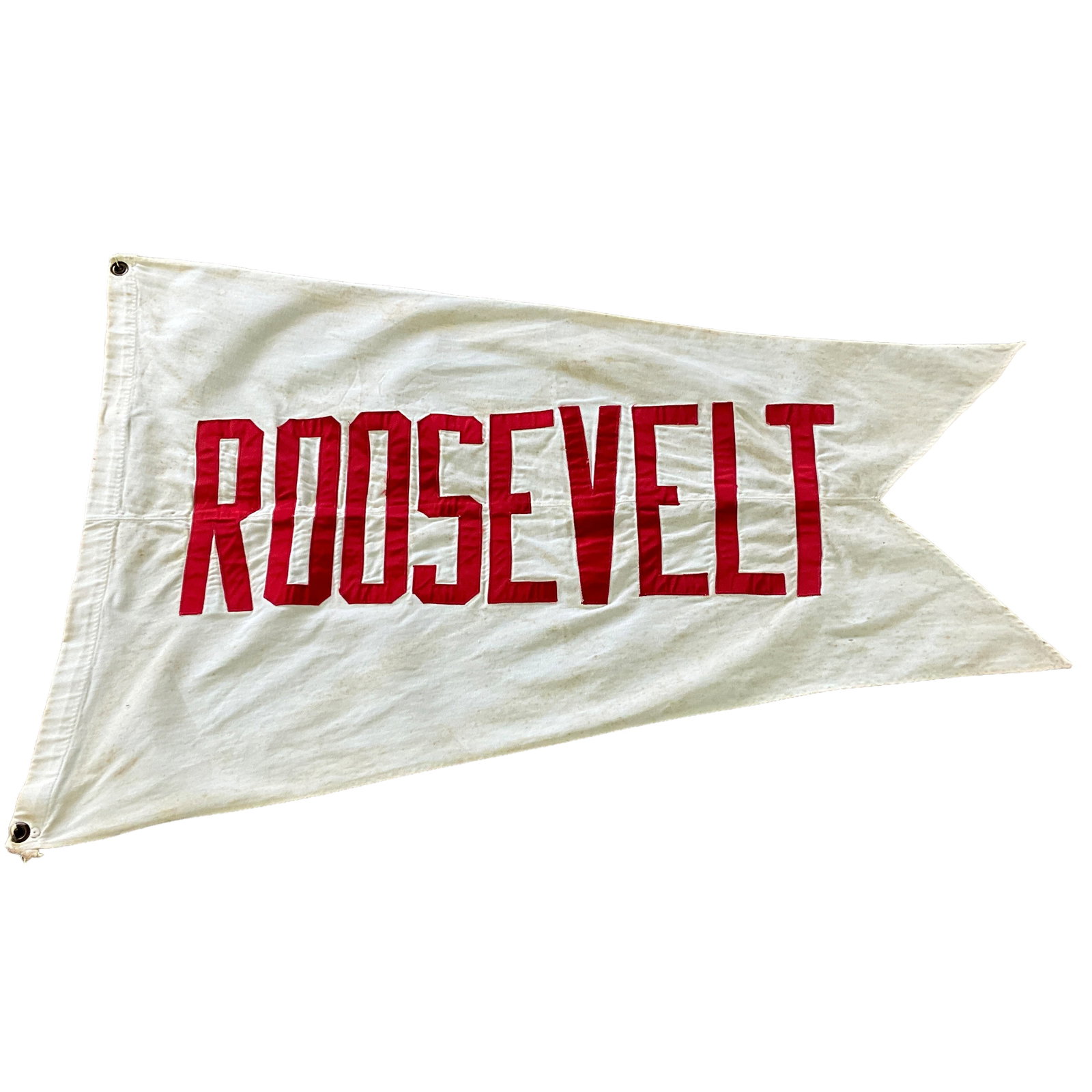 Roosevelt Pennant: Roosevelt Pennant, labelled "Lettered by Nelville Emblem Co. Lansing, Michigan" Approx. 28" high, and 42" long.