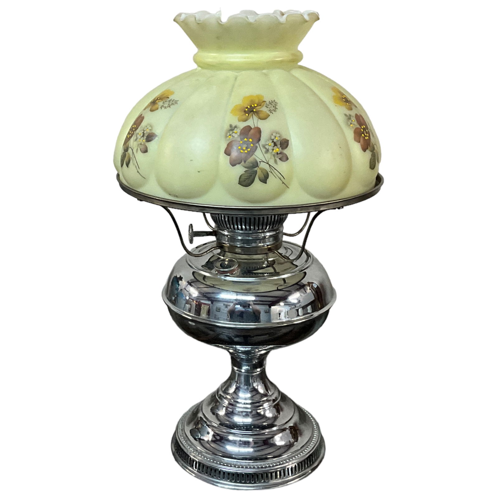 Rayo Nickel Oil Lamp With Painted Shade (1 of 5)