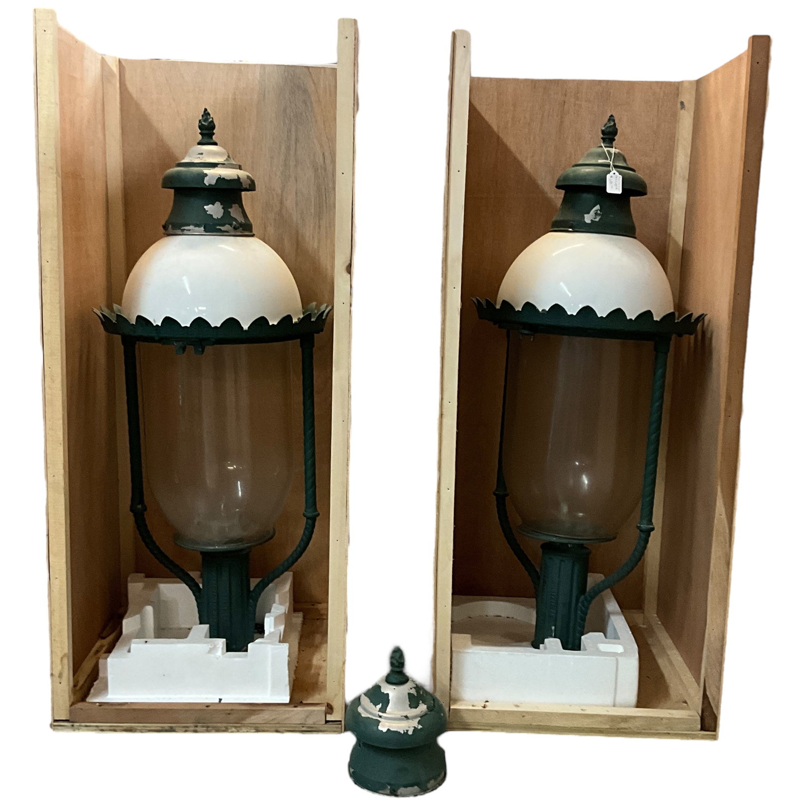 Pair Vintage Gay Boulevard Gas Lights: Pair of vintage gay boulevard gas lights. Measures 43" tall, 17" in diameter