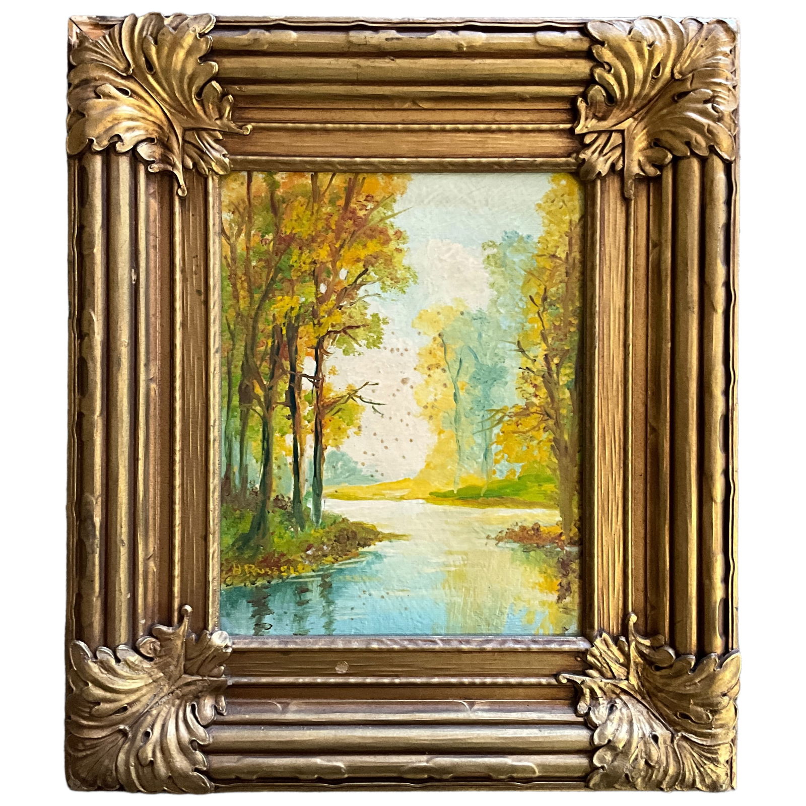 "Red & Gold," 1946, by Herbert Russell, Acrylic on Board (1 of 3)