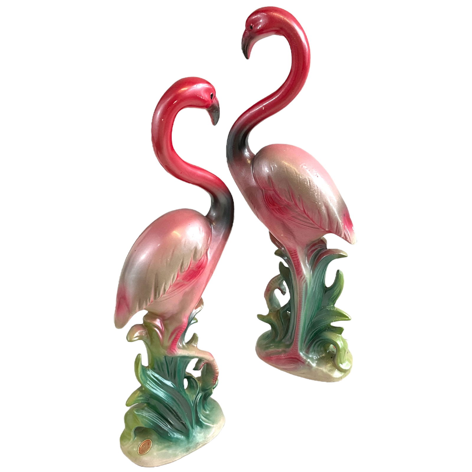 MCM Pink Ceramic Flamingos, Lot of 2, Japan (1 of 5)