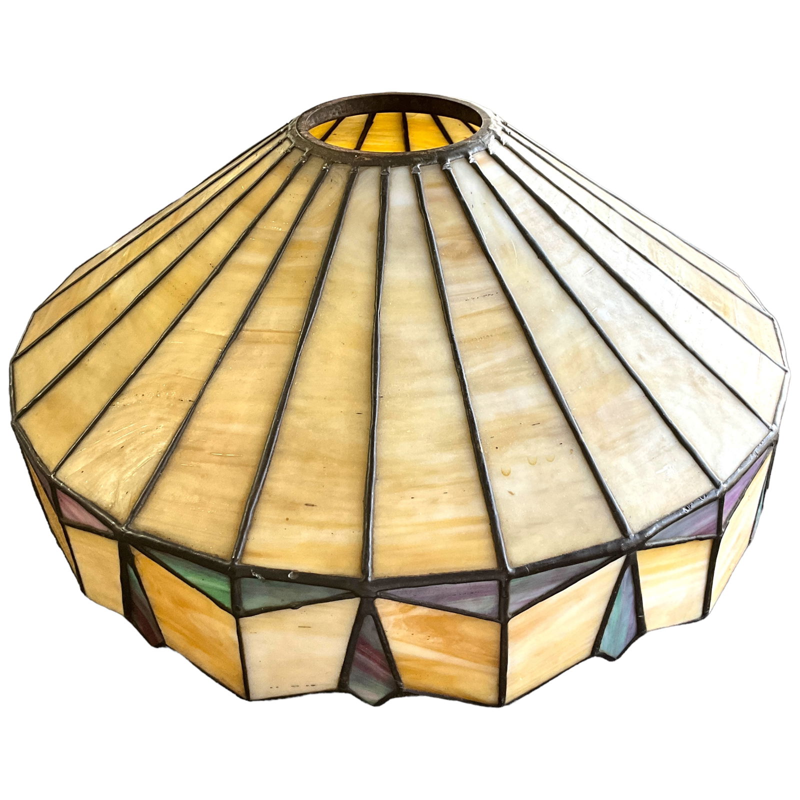 Antique 23 Panel Slag Glass Table Lamp Shade (1 of 5)