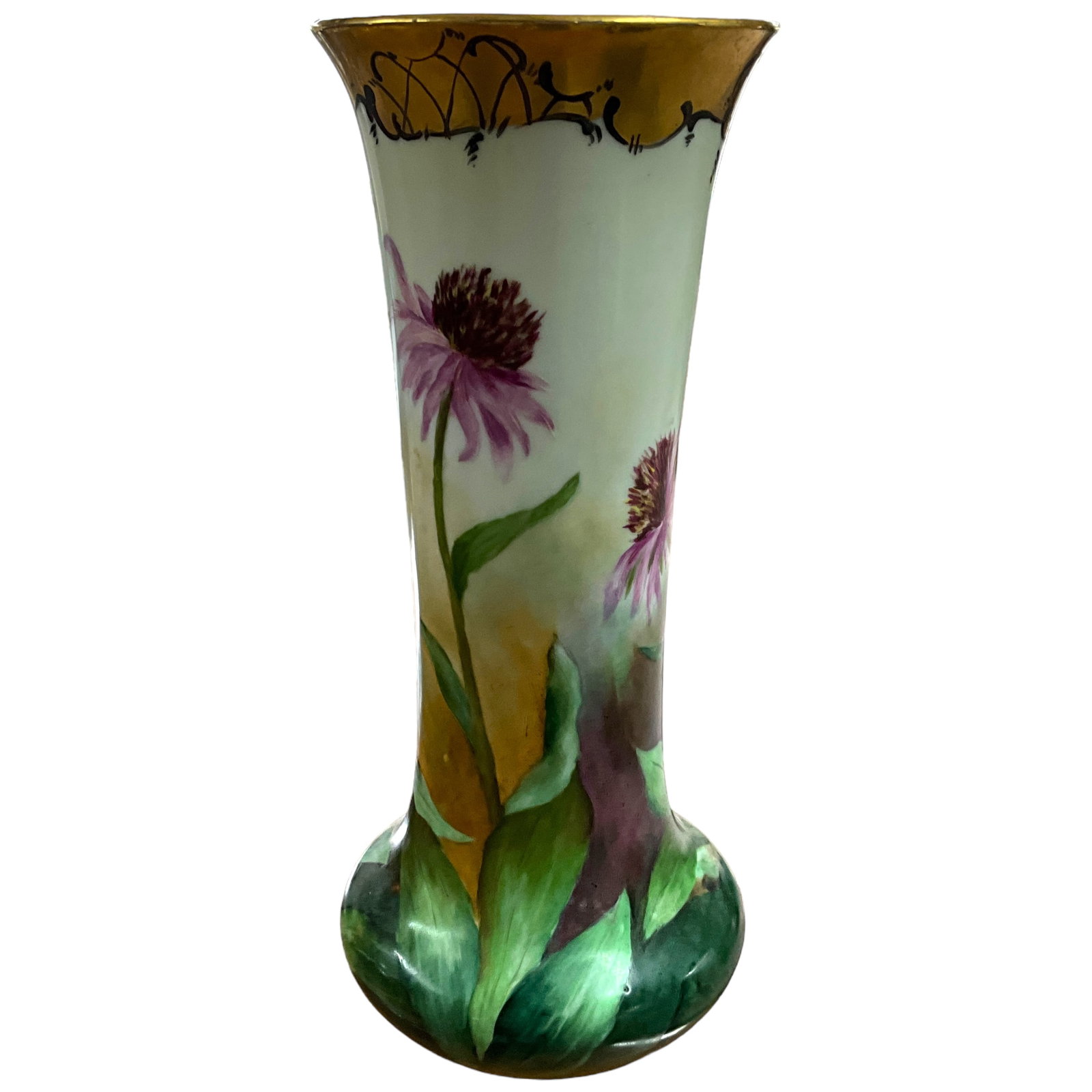 Antique Bavaria Hand Painted Vase: Antique Bavarian hand painted vase. Measures approx 8,5" tall x 4" in diameter.