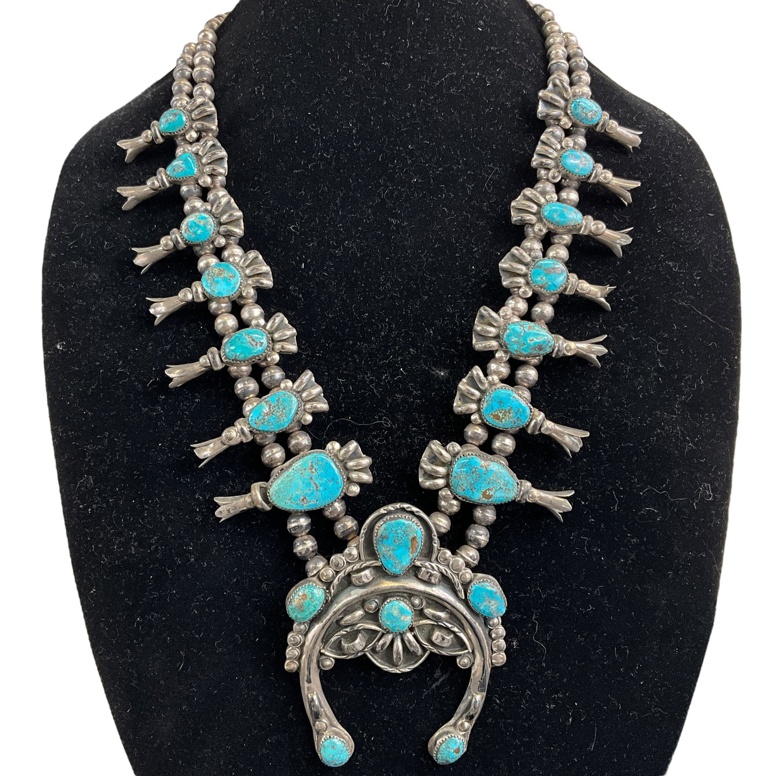 Classic Navajo Squash Blossom Necklace, Jimmie Long (1 of 6)