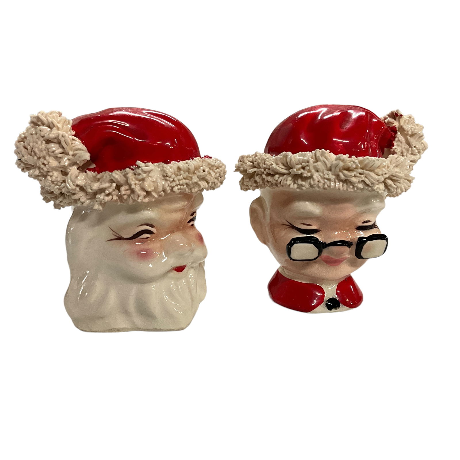 Vintage Kreiss Japan Santa & Mrs. Claus Salt & Pepper, Spaghetti Trim (1 of 5)