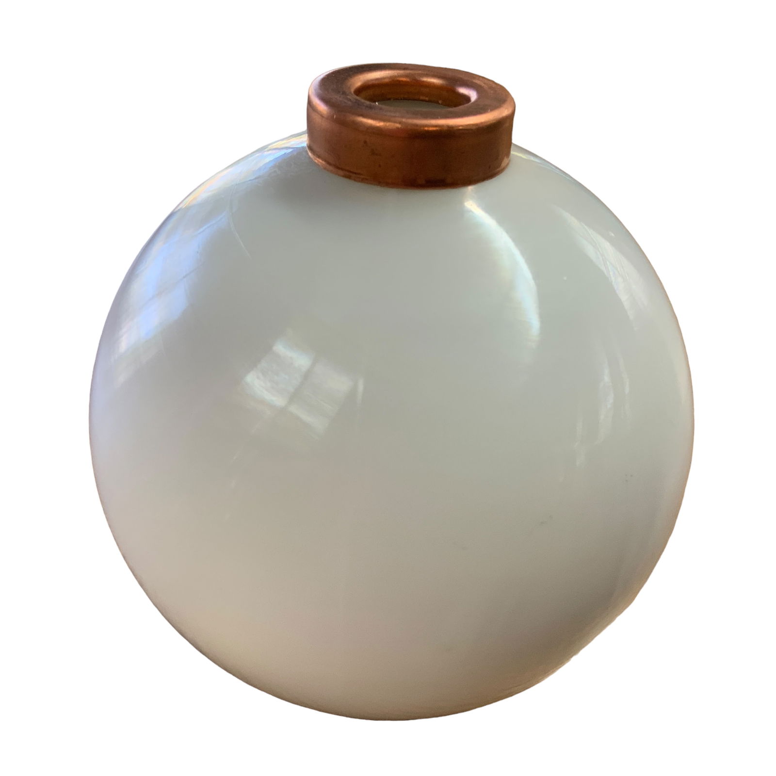 Vintage Lightning Ball, White Milk Glass, Copper End Caps (1 of 3)