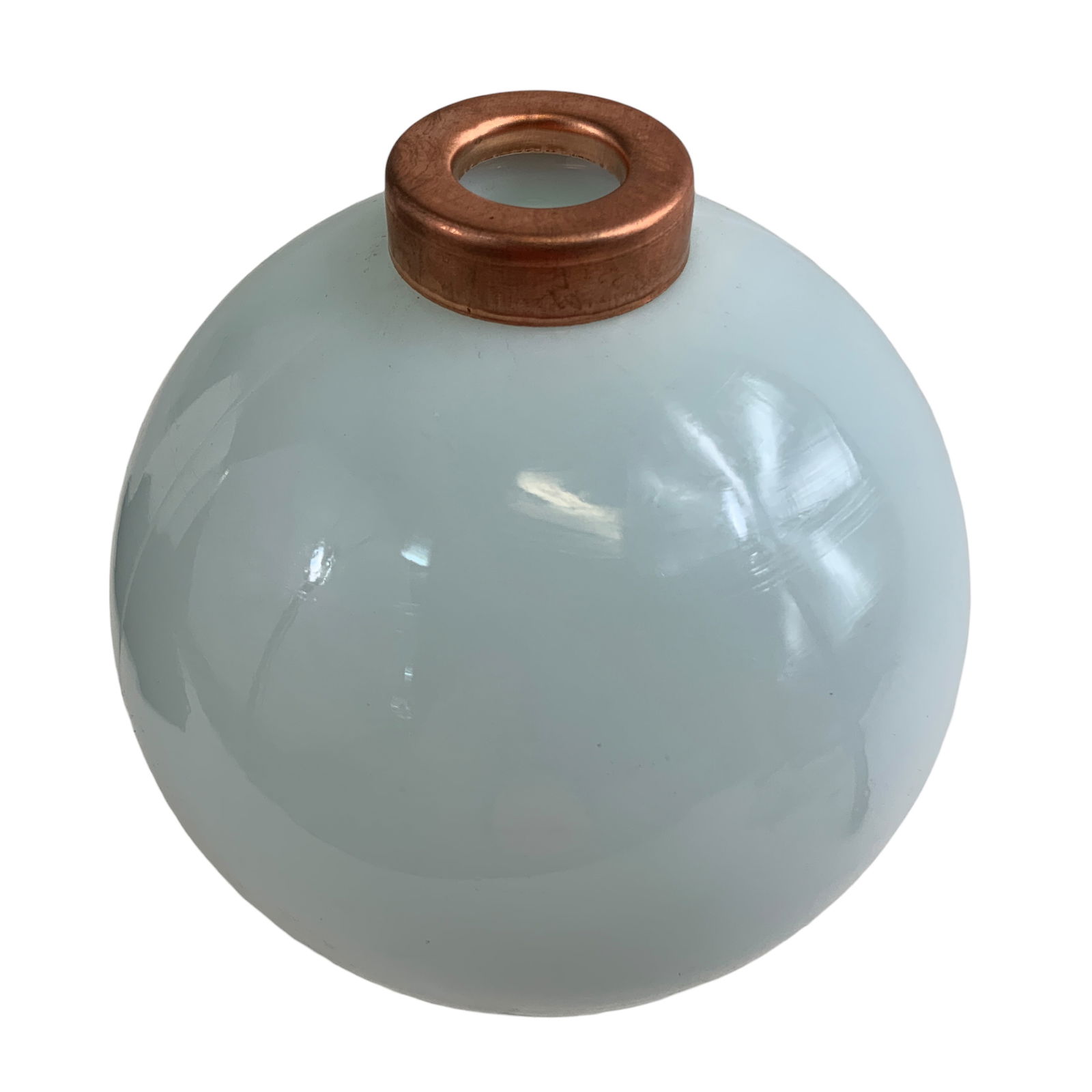 Vintage Lightning Ball, White Milk Glass, Copper End Caps (1 of 3)