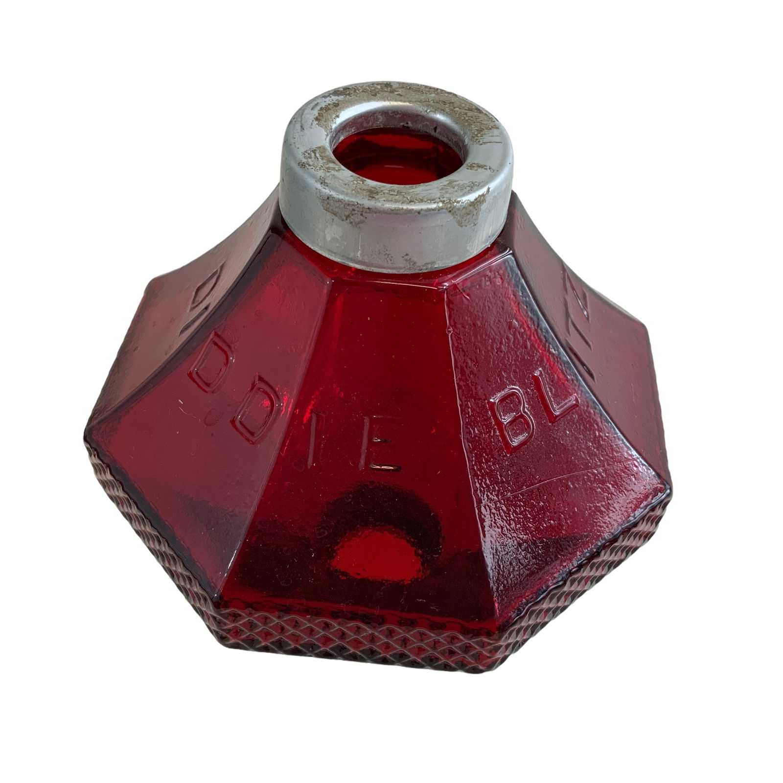 Vintage Lightning Ball, Deep Red Glass, Silver End Caps (1 of 3)