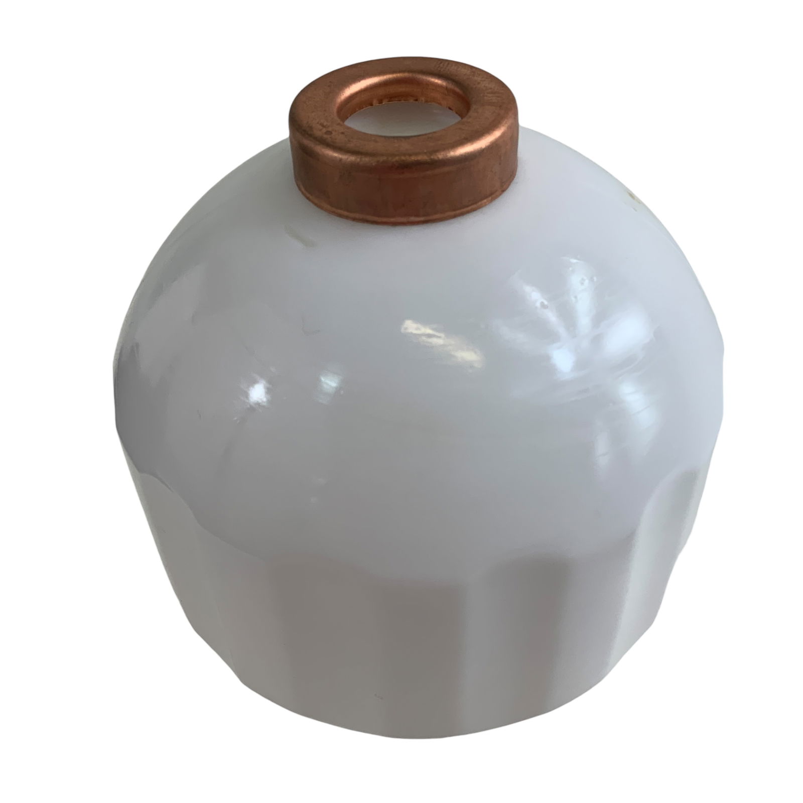 Vintage Lightning Ball, White Milk Glass, Copper End Caps (1 of 4)