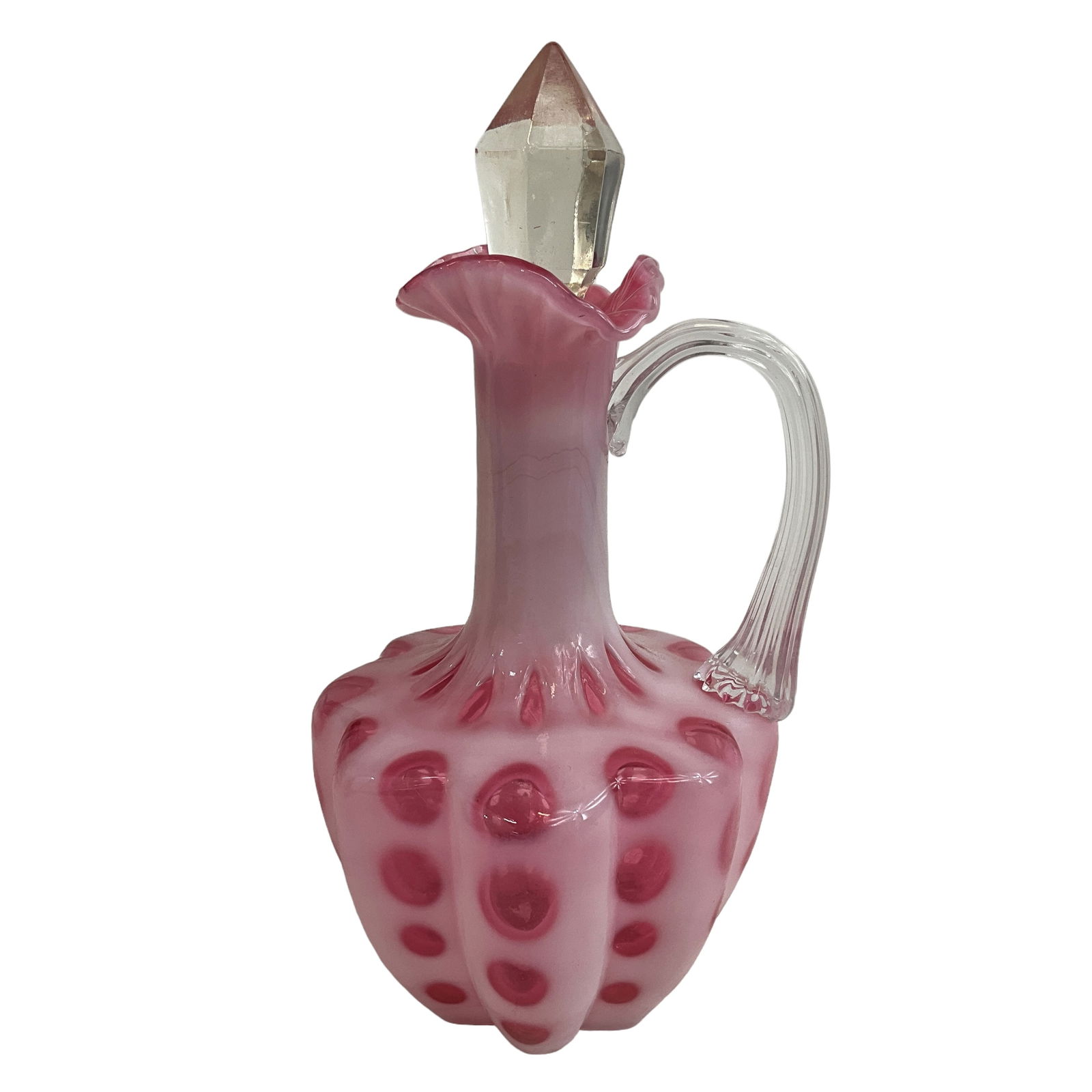 Cranberry Opalescent Coin Dot Cruet, Fenton Glass (1 of 4)