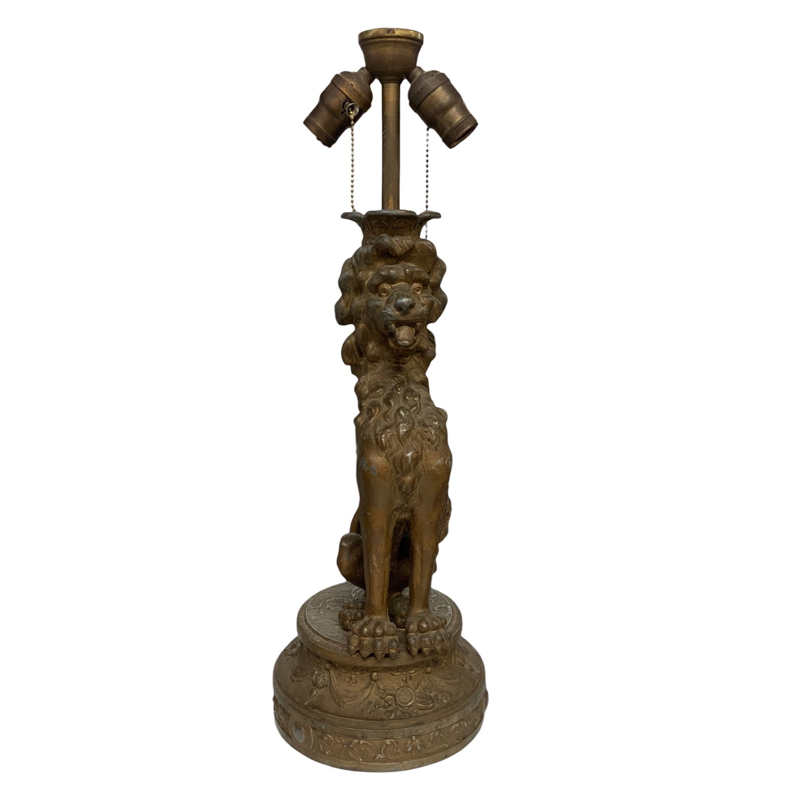 Lion Lamp, Cast Metal, No Shade (1 of 5)