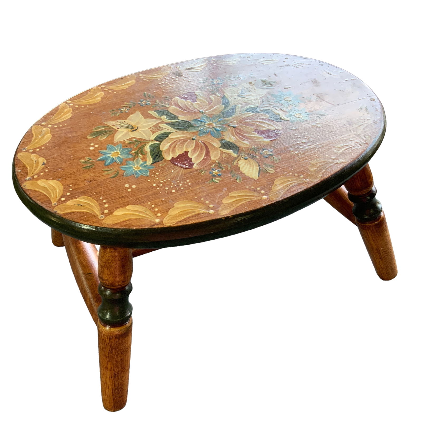 Stool w/Hand Painted Bavarian Folk Art (1 of 4)