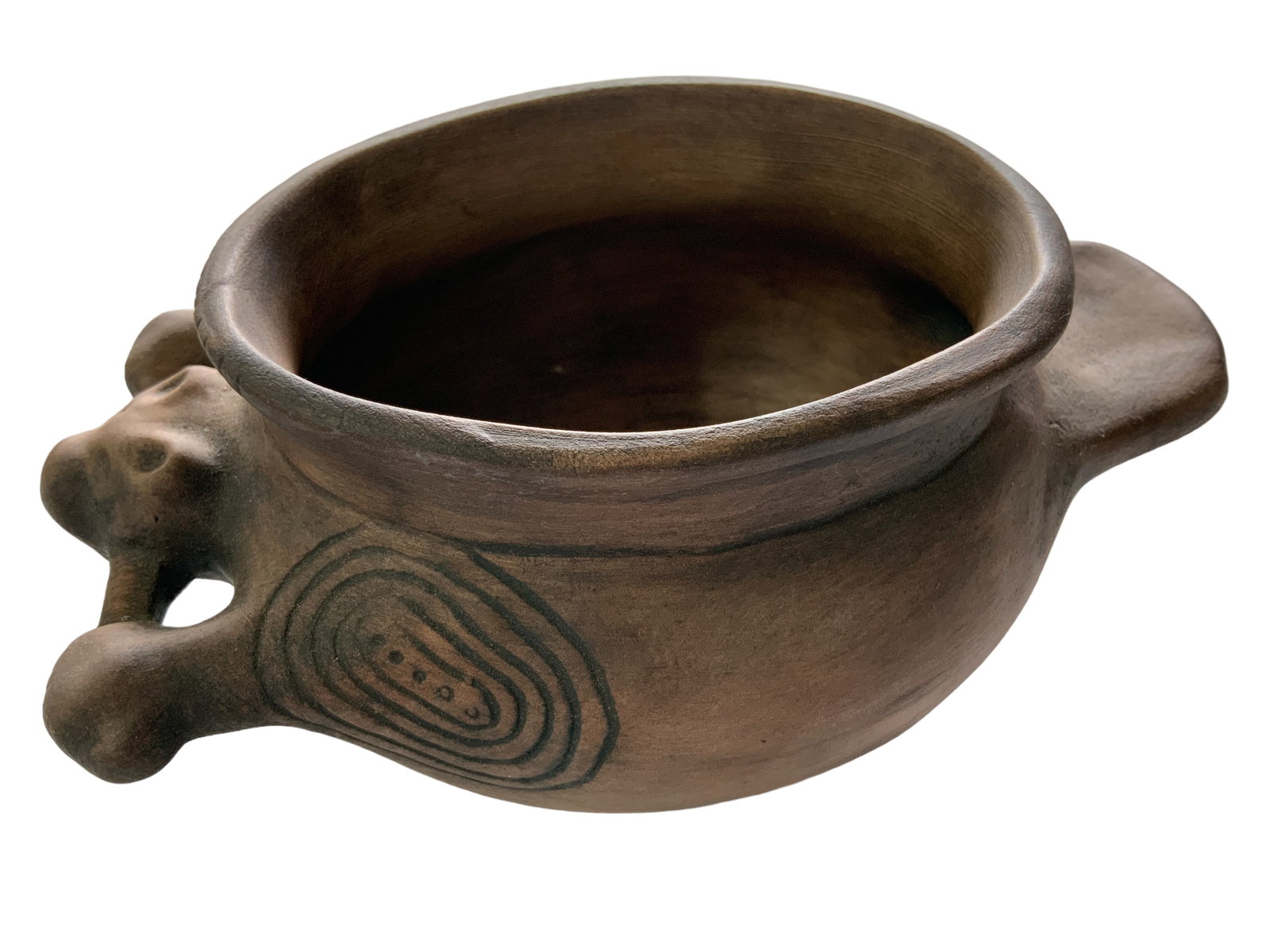 Cahokia Mounds Beaver Bowl, Signed: Cahokia Mounds Beaver bowl, signed "sme 05" Measures approx. 3 1/2" tall, 7 1/4" long, 4 3/4" wide.