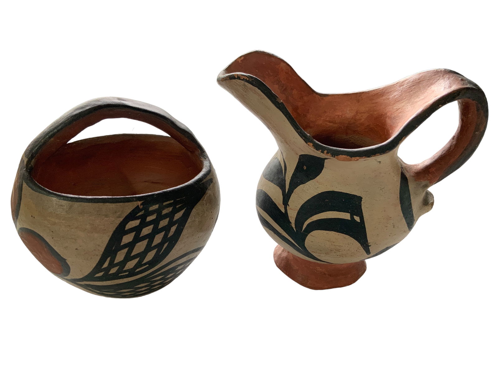 Santo Domingo Pottery Small Basket and Pitcher, Lot of 2 (1 of 13)
