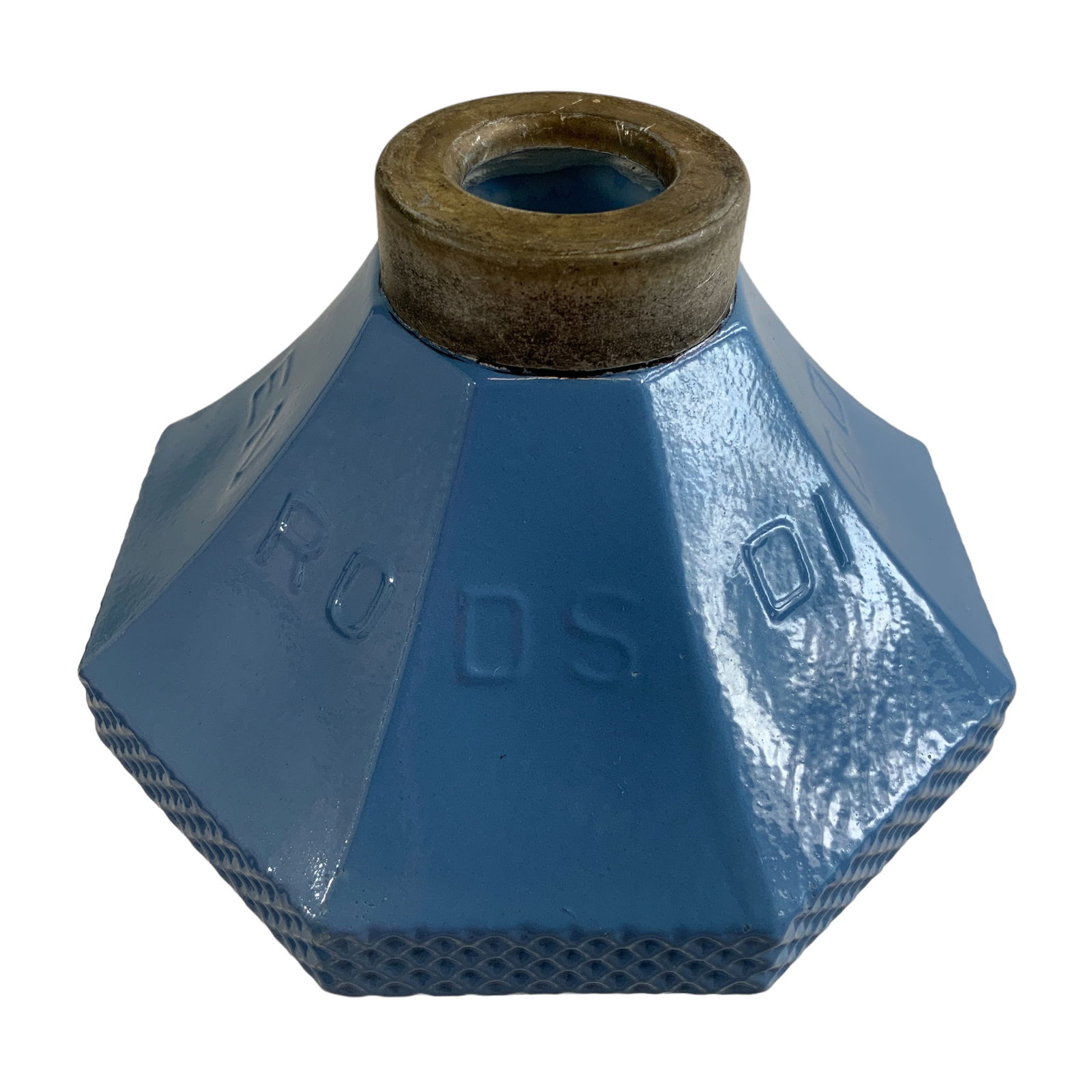 Vintage Lightning Ball, Blue Milk Glass, Silver End Caps (1 of 2)