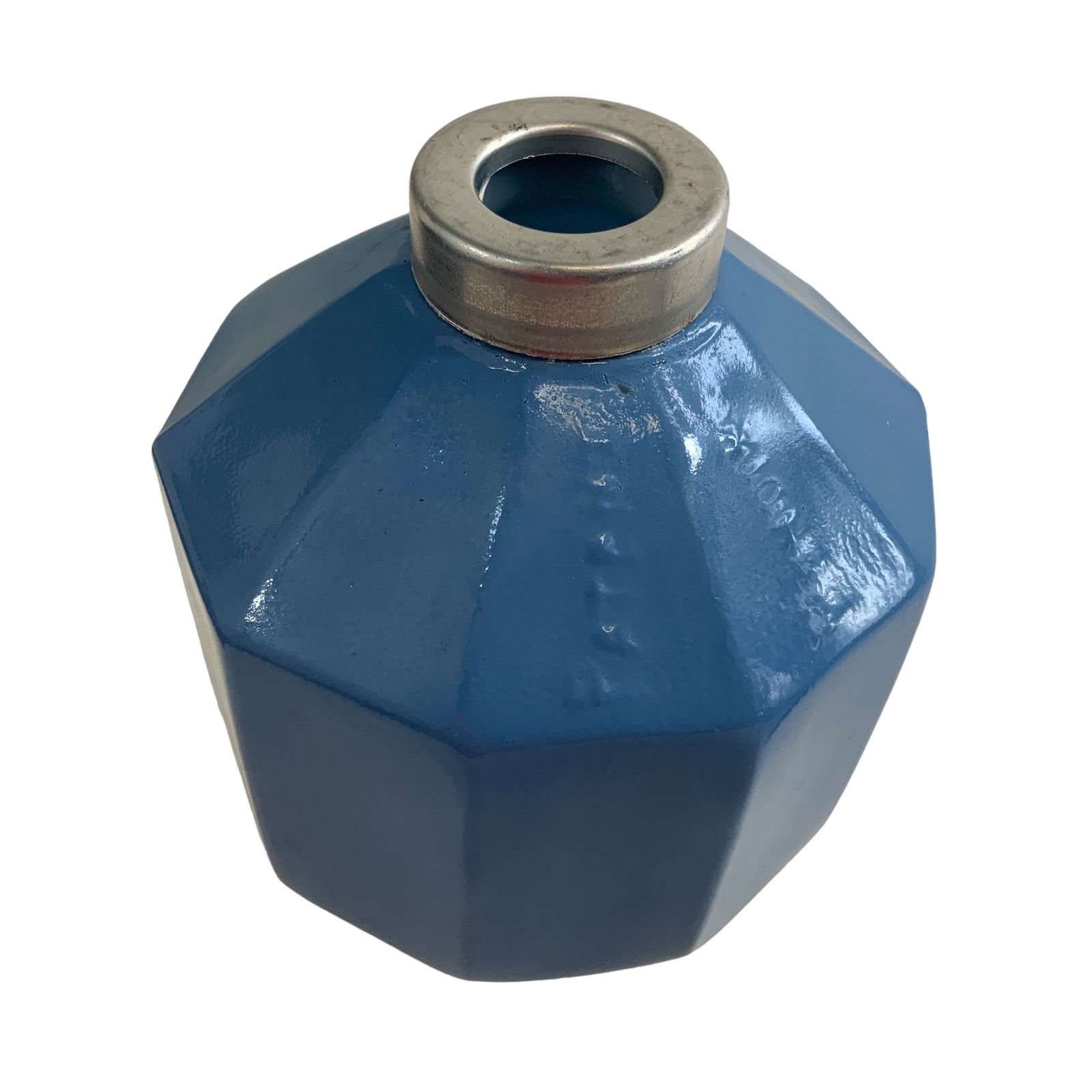 Vintage Lightning Ball, Blue Milk Glass, Silver End Caps (1 of 2)