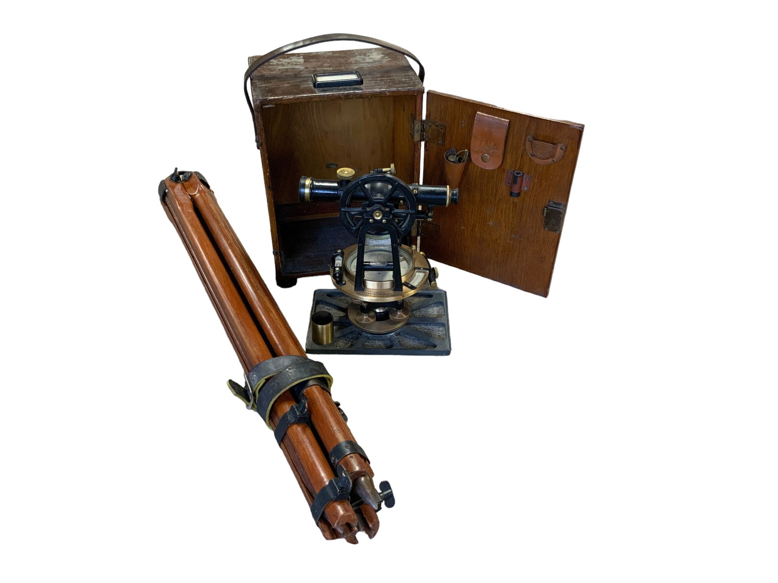Vintage Keuffel & Esser Co. Brass Transit w/Wood Case and Tripod (1 of 12)