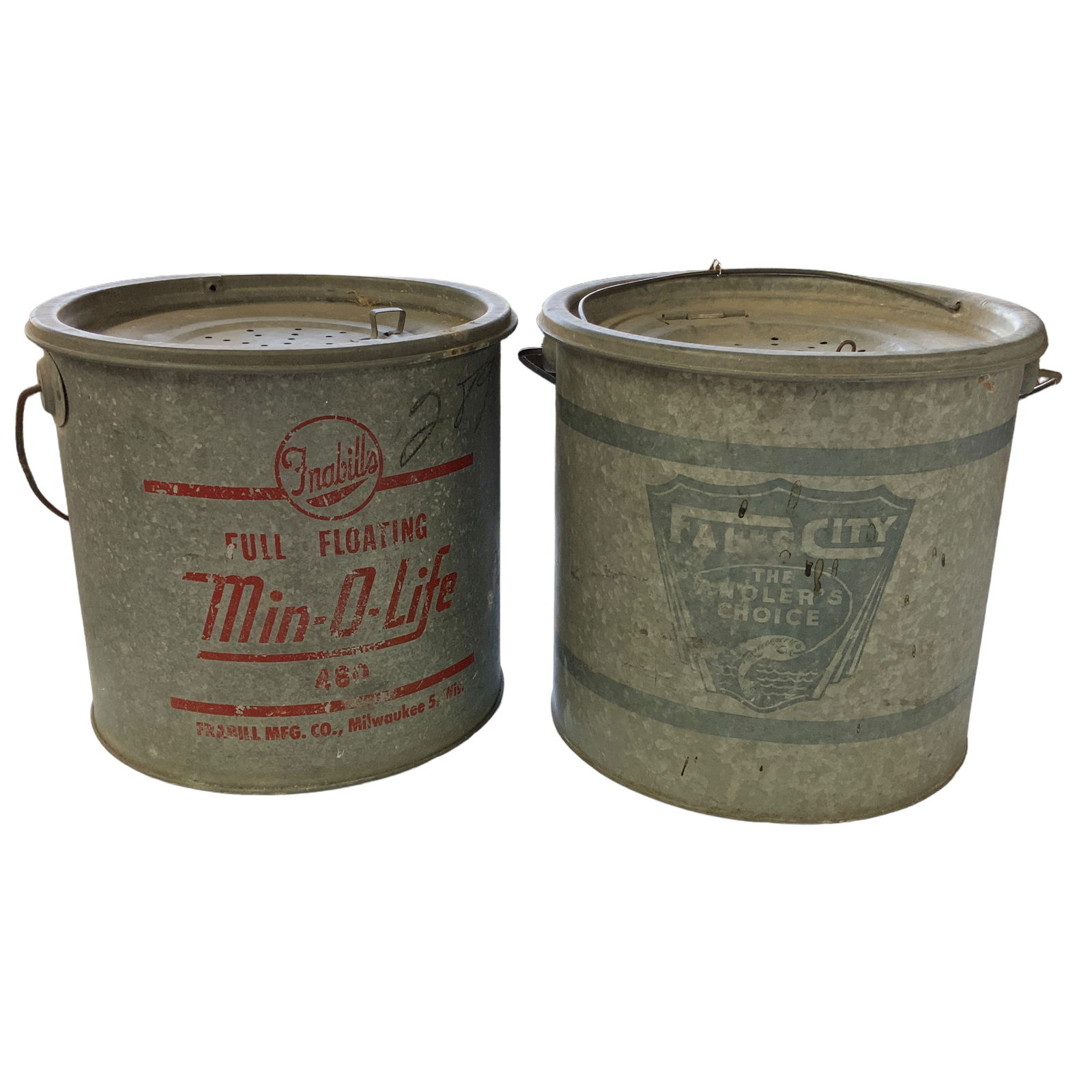 Floating Bait Buckets, Galvanized, Lot of 2 (1 of 4)