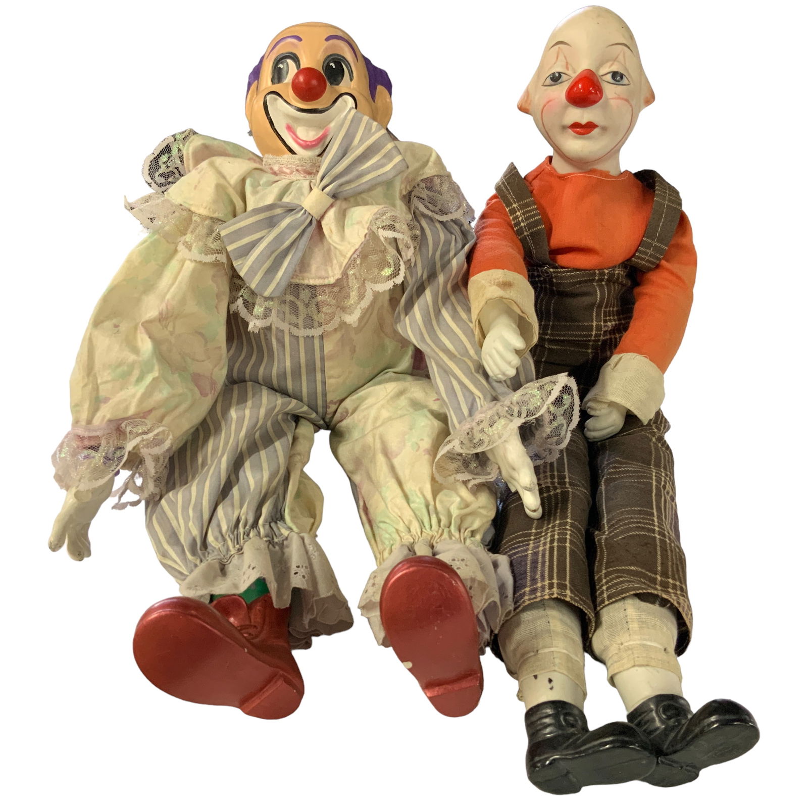 Vintage Clown Dolls w/Plush Body and Ceramic Head, Lot of 2 (1 of 11)