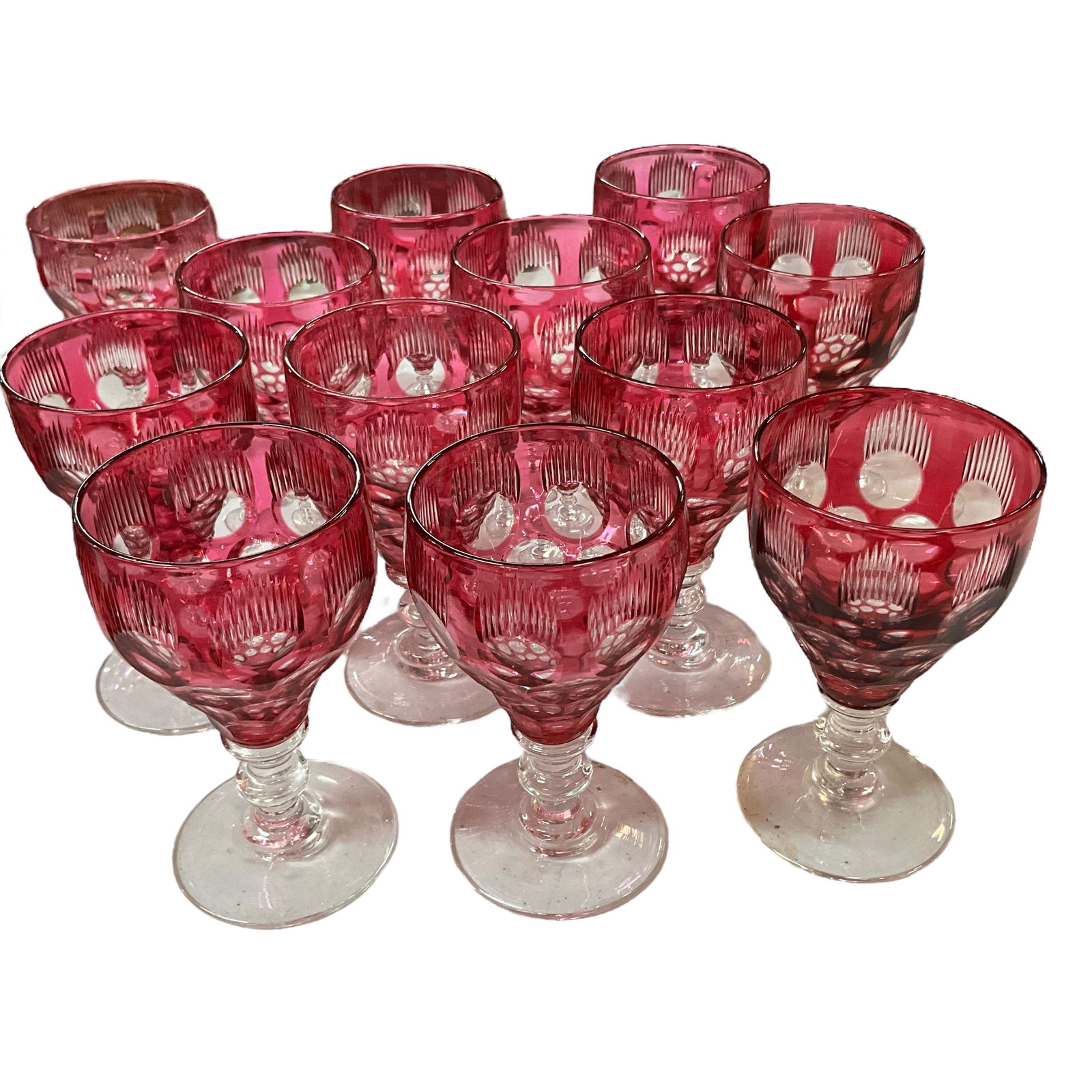Ruby Cut to Clear Stemmed Glasses, Set of 12 (1 of 3)