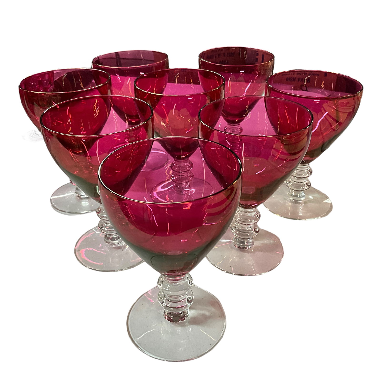 Ruby Stemmed Glasses, Set of 8 (1 of 3)
