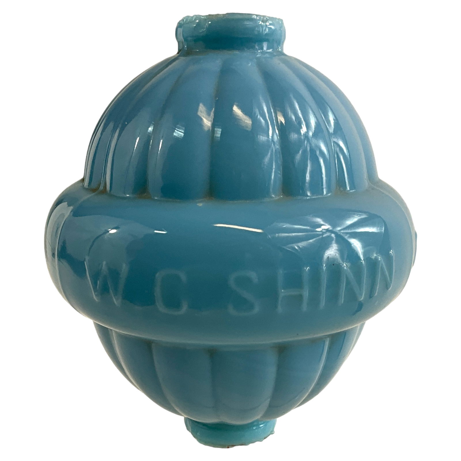 W C Shinn Lightning Ball, Blue Milk Glass (1 of 4)