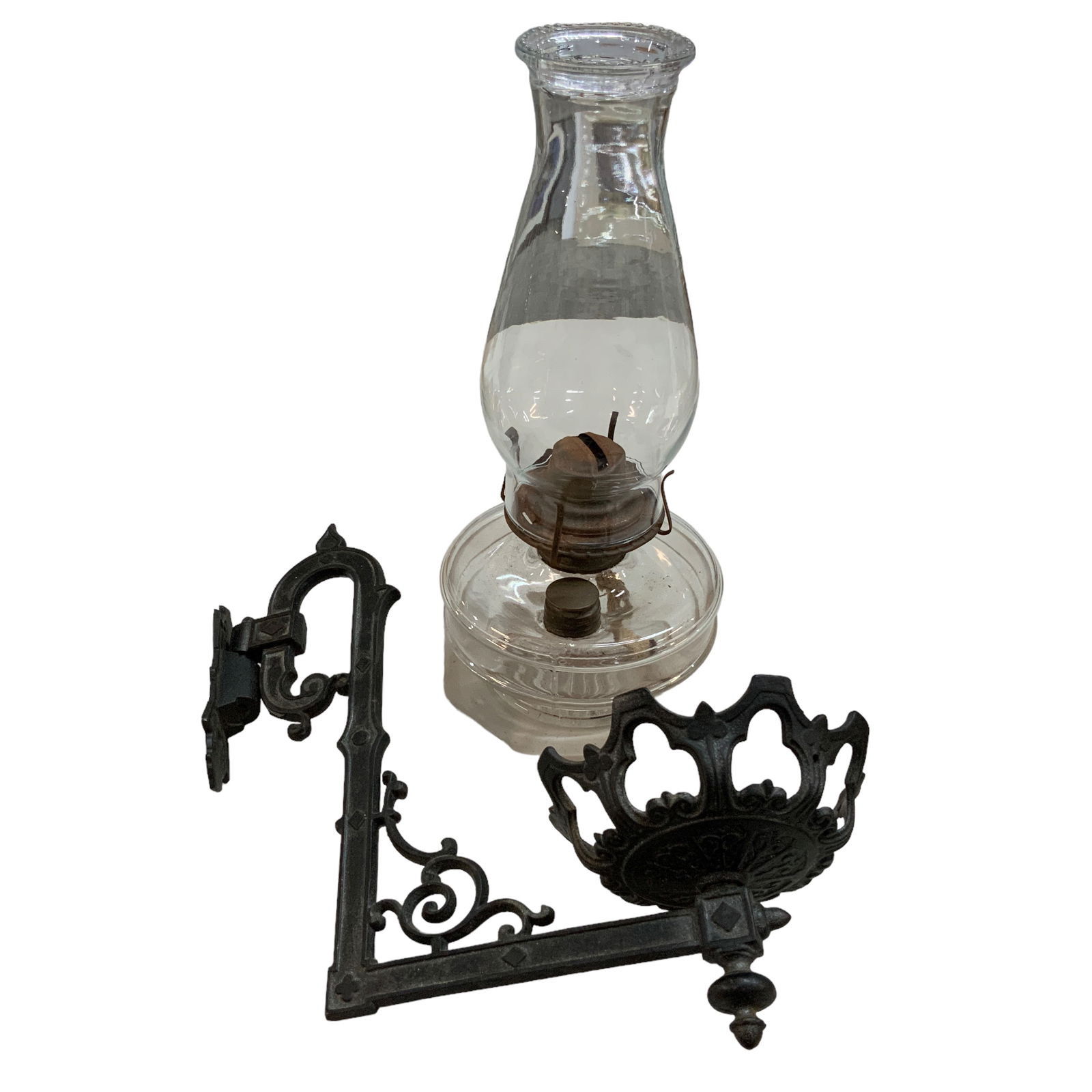 Antique Oil Lamp w/Wall Hanger (1 of 5)