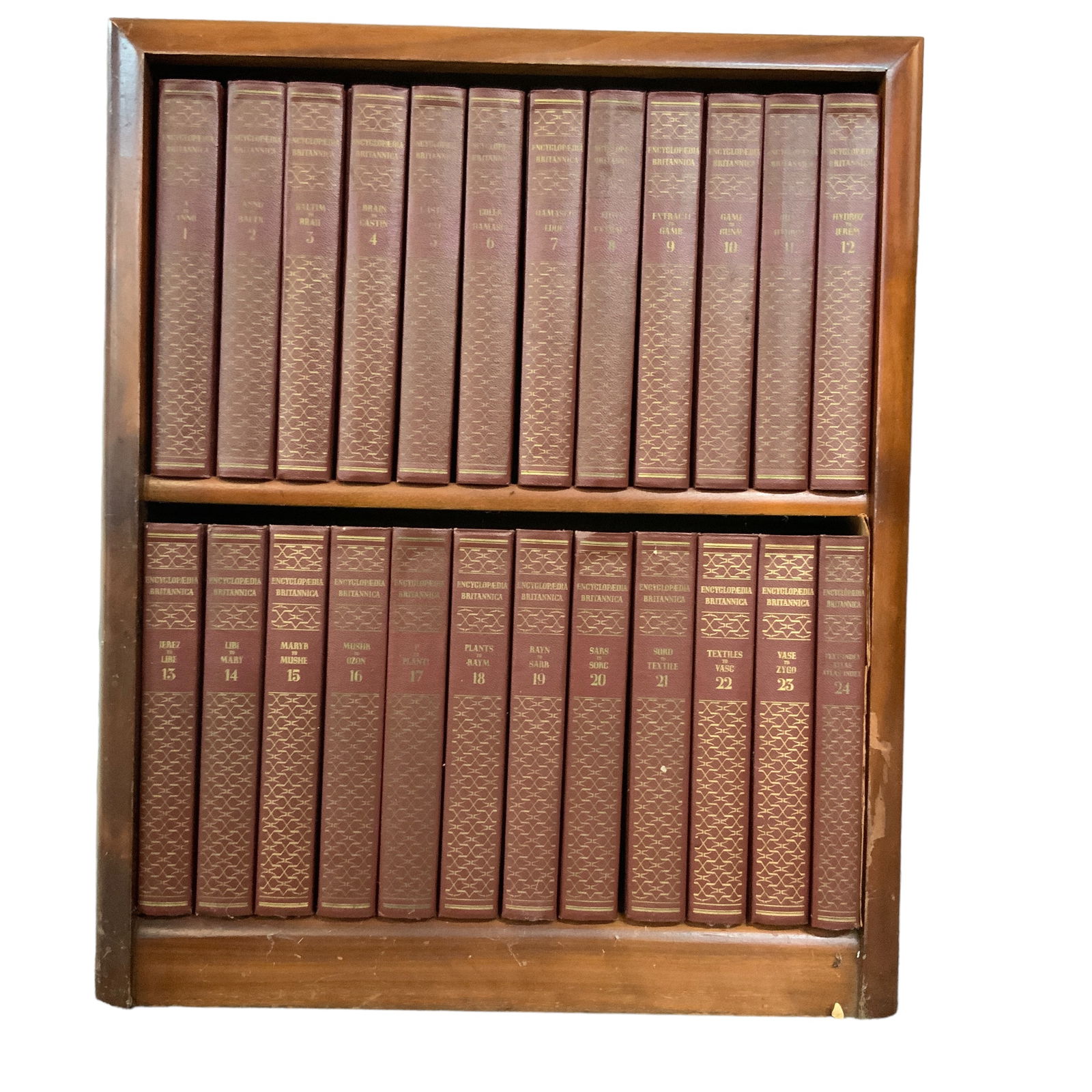 2-Shelf Bookcase w/Complete 1951 Encyclopedia Britannica (24 Volume Set) (1 of 11)