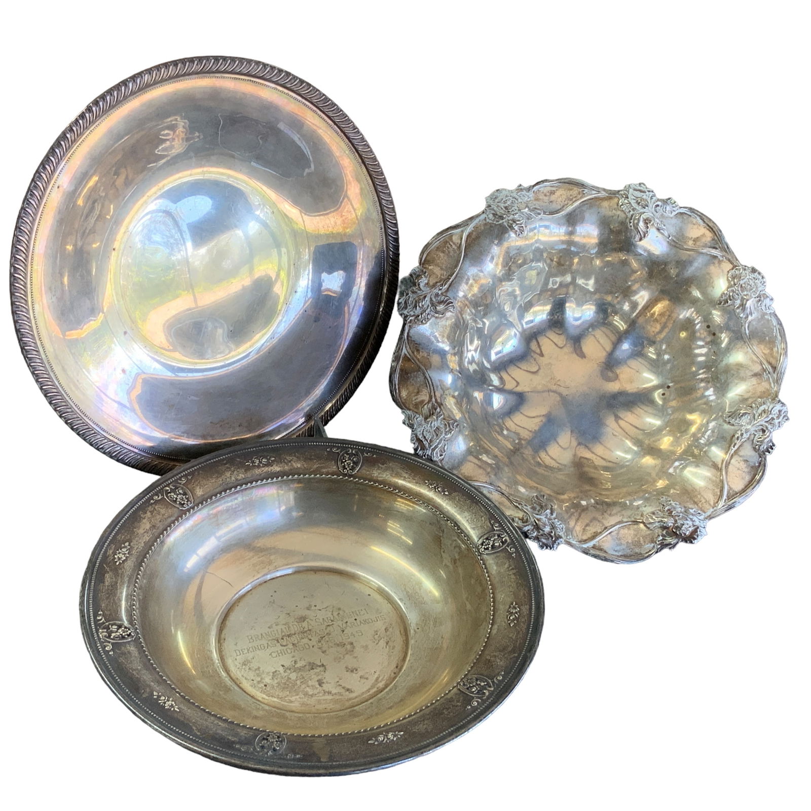 Vintage Sterling Silver Serving Dishes, Round, Lot of 3 (1 of 11)