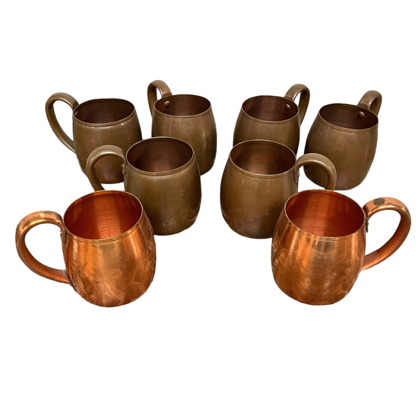 Set of Eight Solid Copper Mugs (1 of 3)